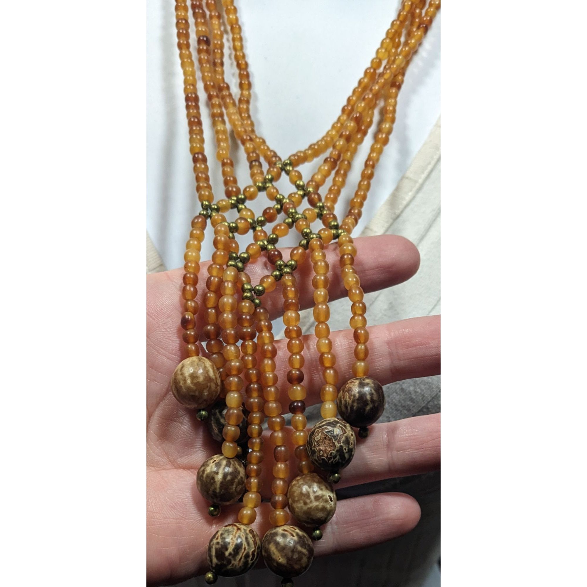 Other Unique Bohemian Glass Wood And Metal Braided Beaded Necklace Size ONE SIZE - 5 Thumbnail