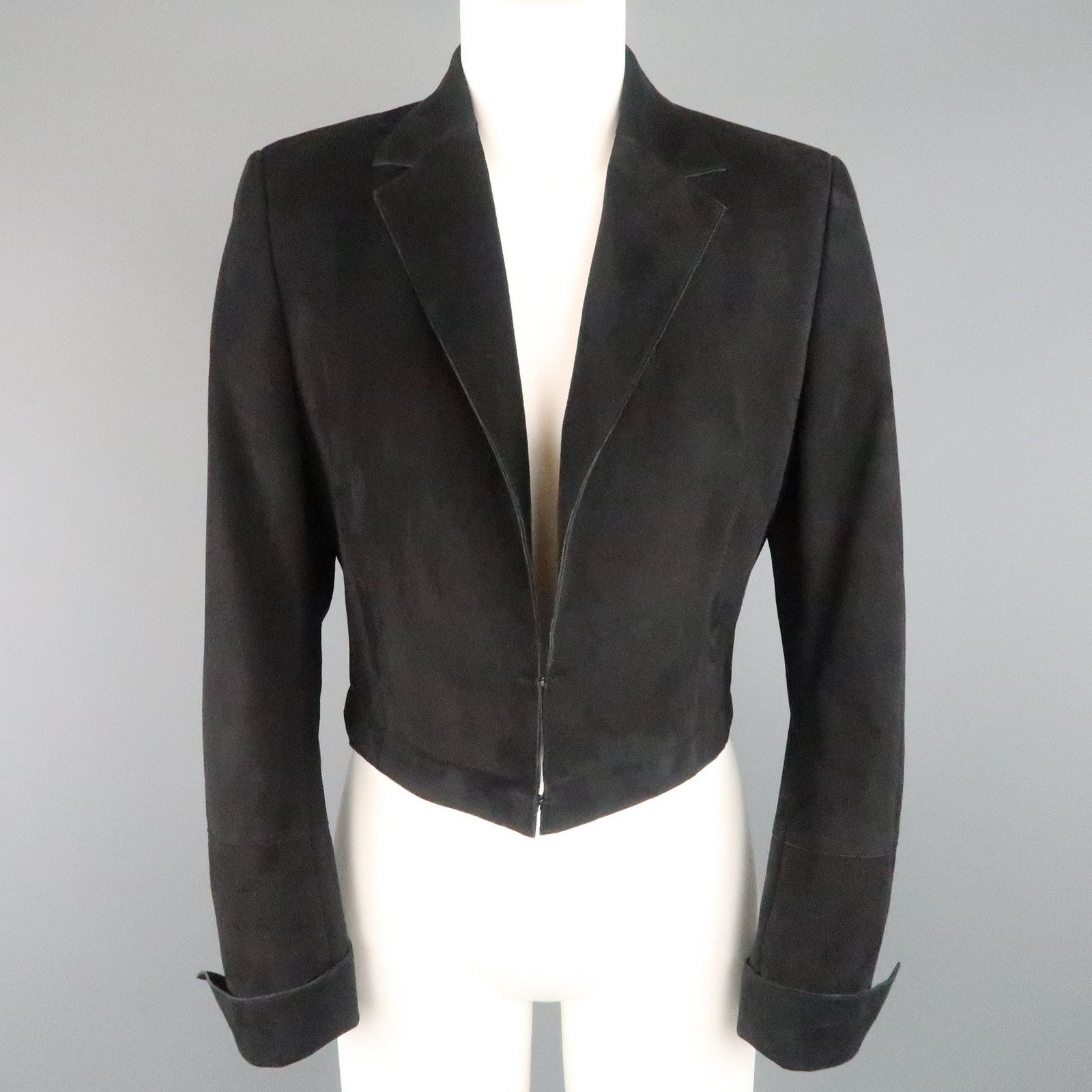 Akris AKRIS Size 10 Black Suede & Wool Zip Off Sport Coat Jacket Size US L / EU 52-54 / 3 - 7 Thumbnail