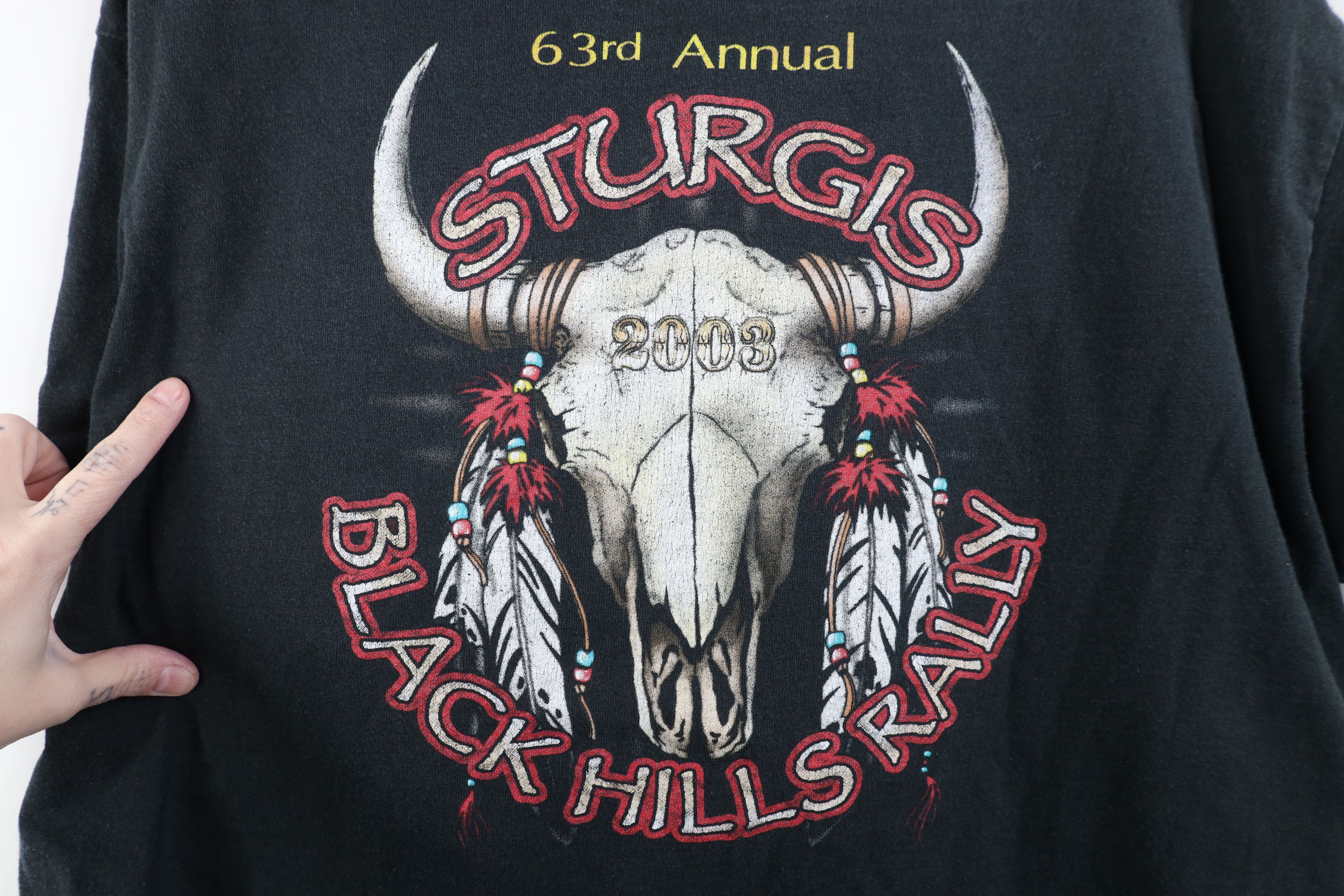 Vintage Vintage Y2K 2003 Sturgis Black Hills Motorcycle T-Shirt Size US L / EU 52-54 / 3 - 12 Thumbnail