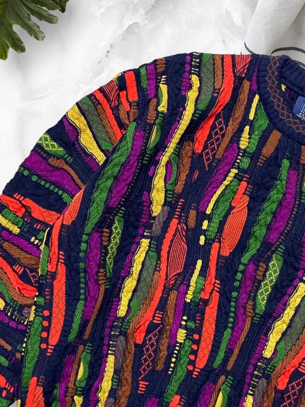 Coogi × Vintage Vintage 90s Limnos Coogi Style Cable Knit Sweater Pure Wool Size US L / EU 52-54 / 3 - 4 Thumbnail