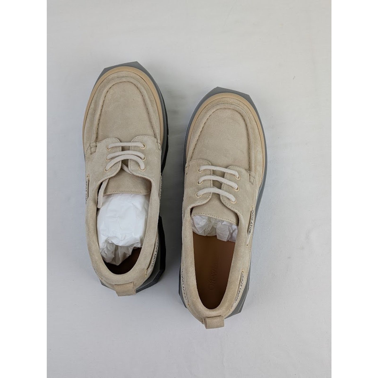 Off-White o1rshd1 Sponge Suede Boat Shoes in Beige Size US 12 / EU 45 - 11 Thumbnail