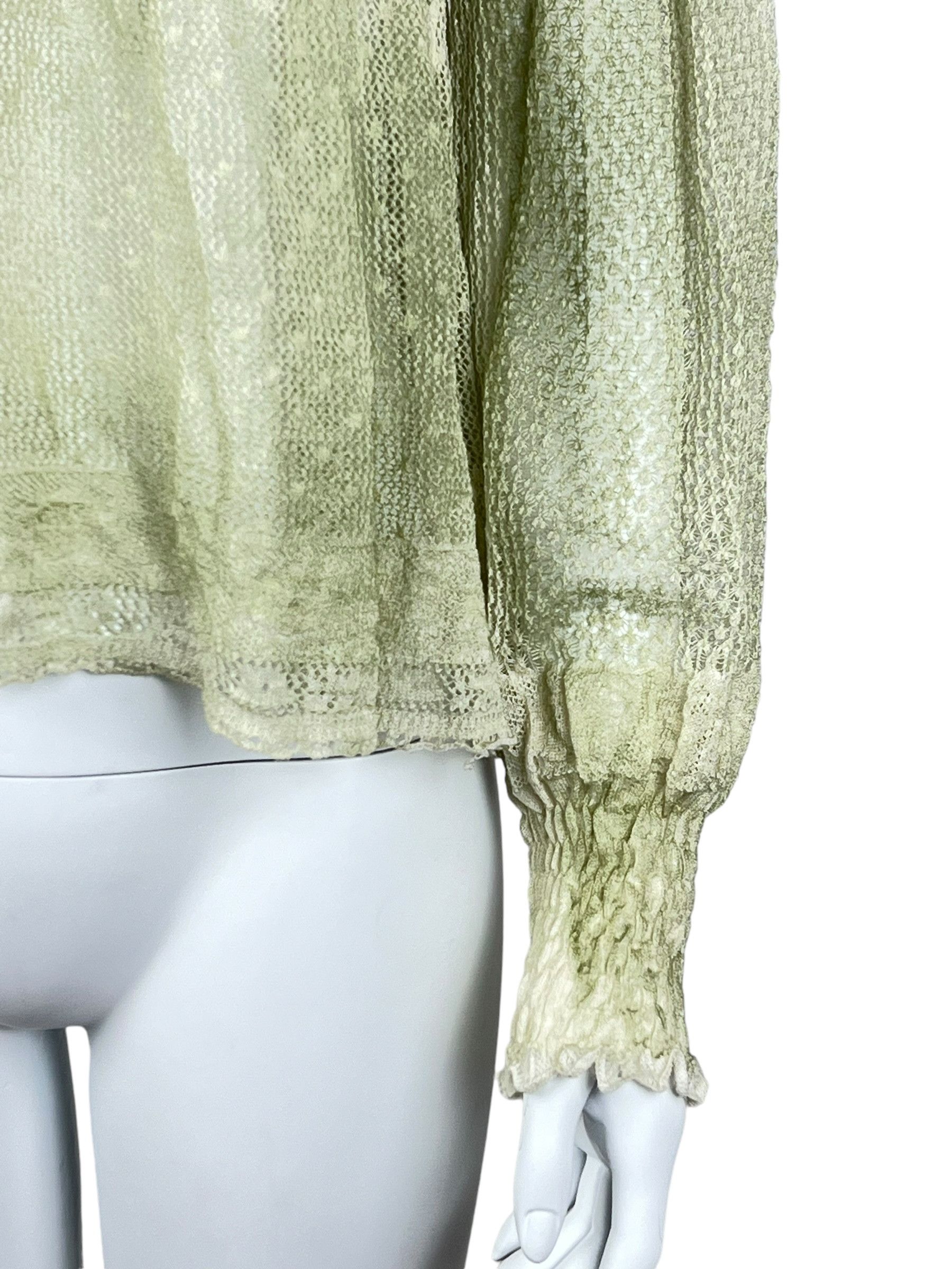 Dior Christian Dior Green Mesh Ruffled Top Size S / US 4 / IT 40 - 5 Thumbnail