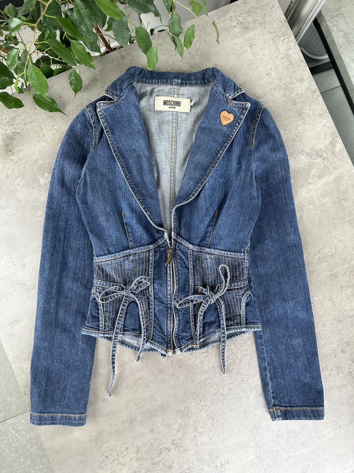 H M Moschino MOSCHINO x H M Cropped Denim Rhinestone Jacket Grailed