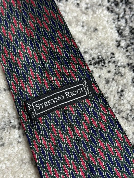 STEFANO RICCI Grey White Pink Squares Silk Satin Tie main image 1