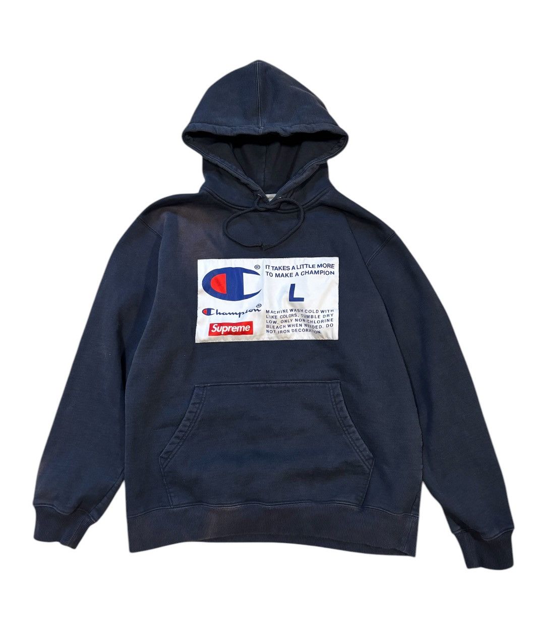 【Supreme x Champion】Hooded Sweatshirt★Navy★25SS★ Supreme Champion Hooded Sweatshirt Navy Men's - FW16 - US