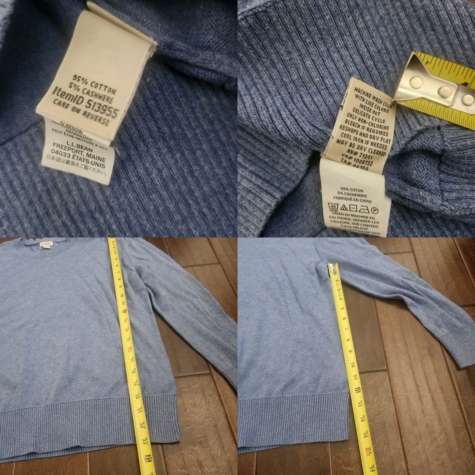 Vintage LL Bean Mens Blue Crewneck Sweater Medium Regular Knit Classic Casual Pullover Crew Neck Cotton Cashmere Knit Solid Long Sleeve Vintage No Size US M / EU 48-50 / 2 - 8 Thumbnail
