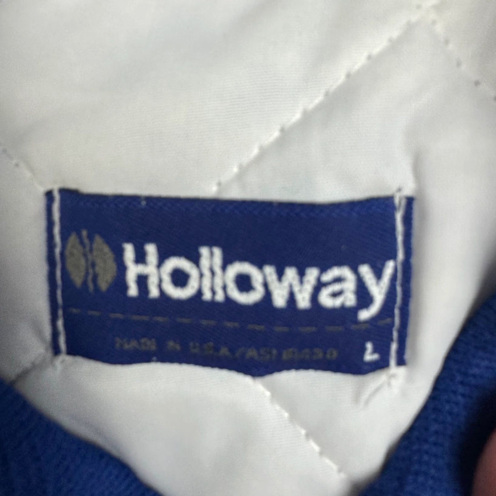 Holloway VINTAGE Air Force Base Holloway Satin Bomber Jacket Blue Large Navy Embroidered Logo, Staff, Quilted Lining, Air Force One, Nylon, Solid, Men Size US L / EU 52-54 / 3 - 5 Thumbnail