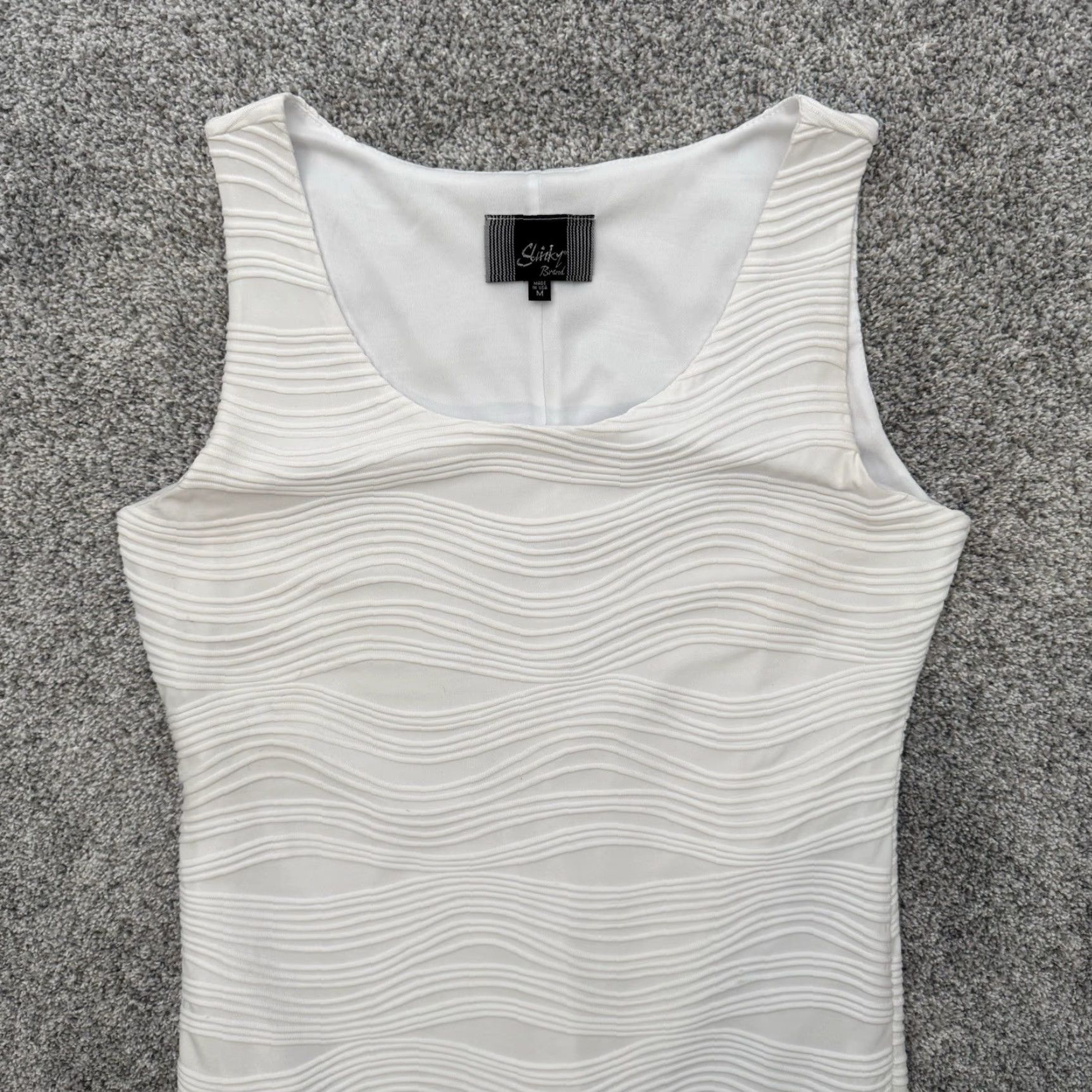 J Brand VINTAGE Slinky Brand Dress M Bodycon Tank Dress Sleeveless Knee Length White Women Regular M Size 90s Classic Wedding Lined Summer Spring Fall Winter Size M / US 6-8 / IT 42-44 - 2 Thumbnail