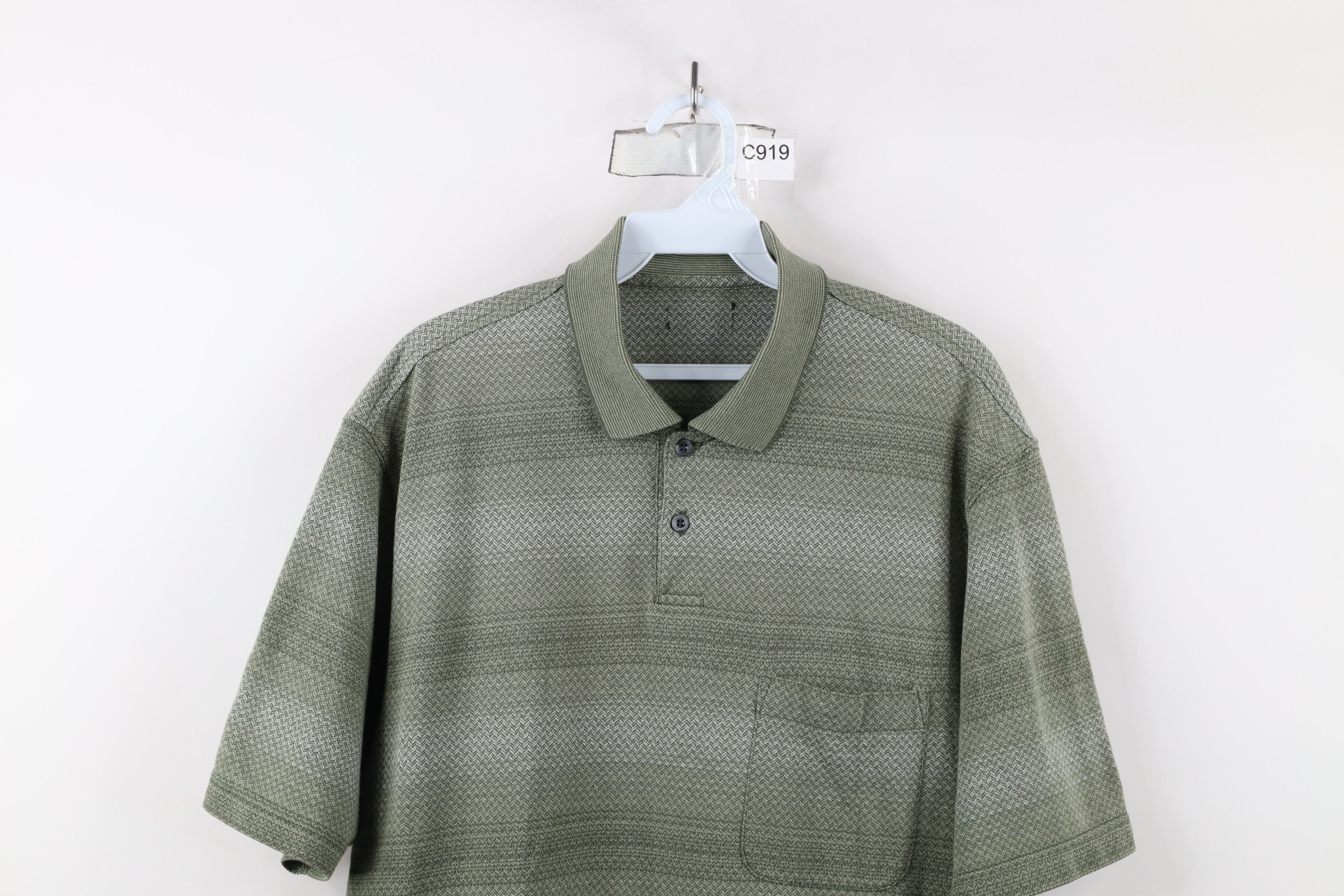 Vintage Vintage 90s Streetwear Herringbone Golf Polo Shirt Green Size US L / EU 52-54 / 3 - 2 Thumbnail