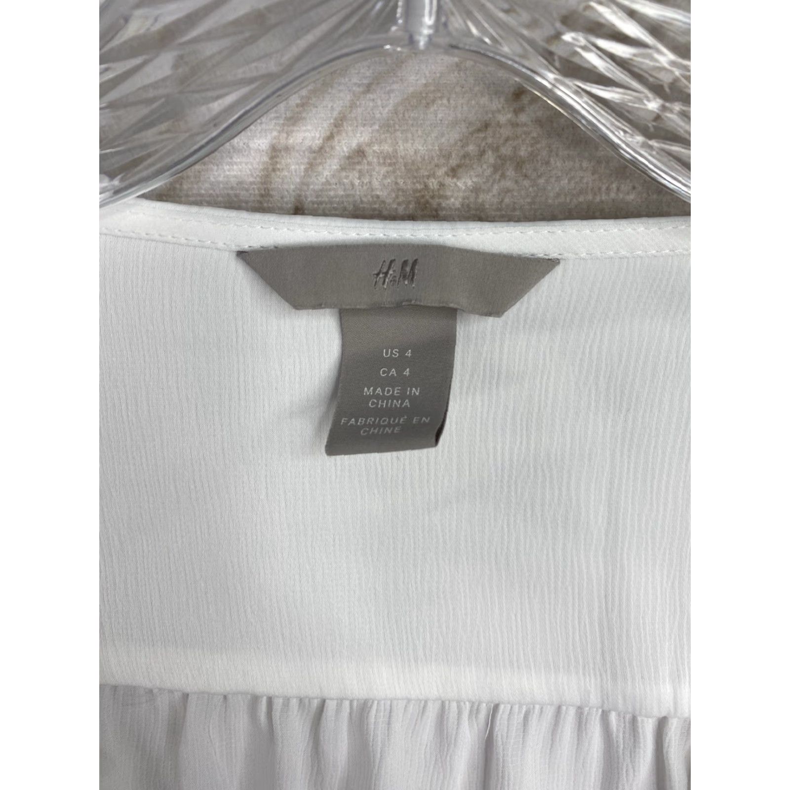 H&M H&M Womens Top Blouse Shirt White V-Neck Long Sleeve XS4? Size S / US 4 / IT 40 - 3 Thumbnail