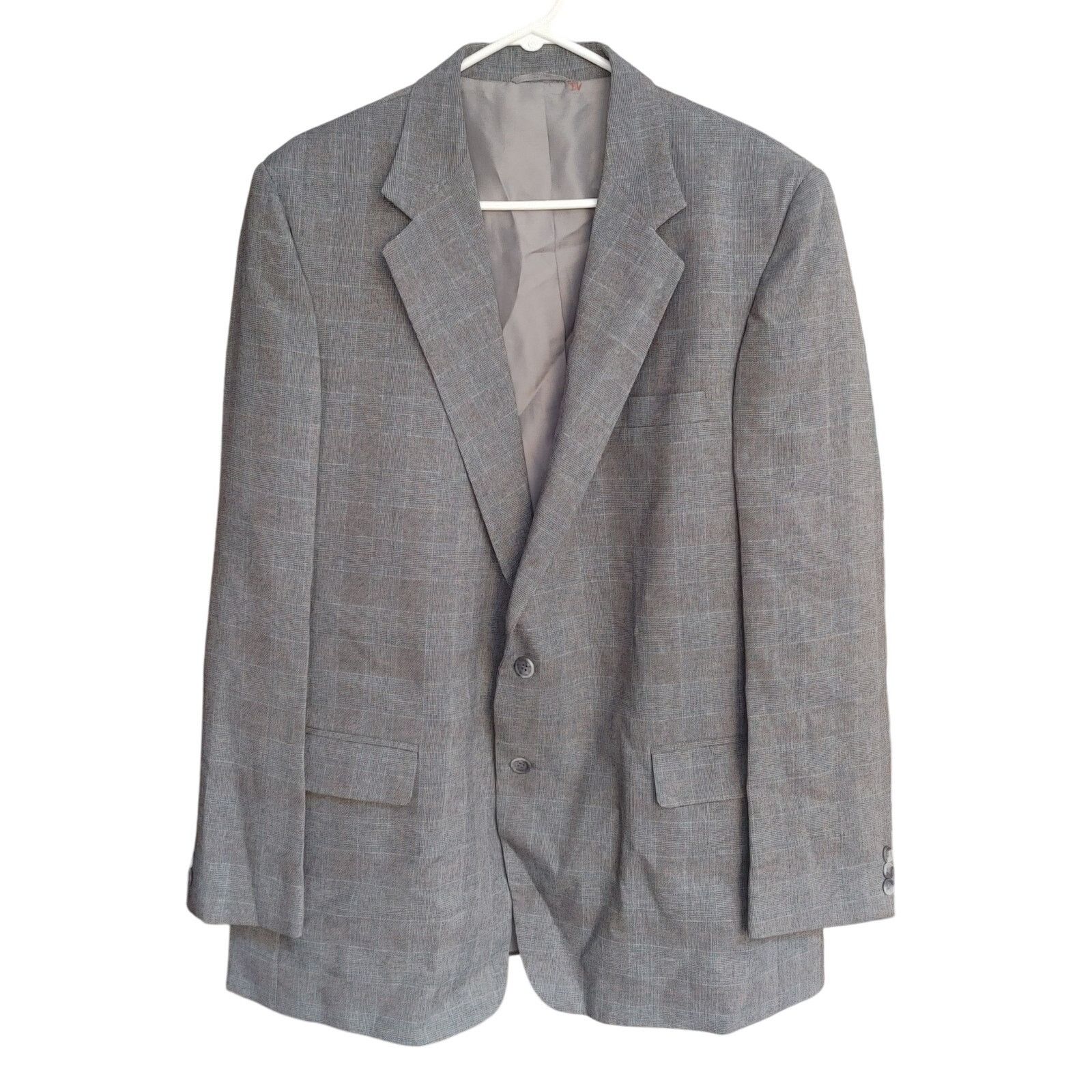 Haggar Haggar Women's 46L Gray Check Plaid 2 Button Blazer Jacket Size L / US 10 / IT 46 - 1 Thumbnail