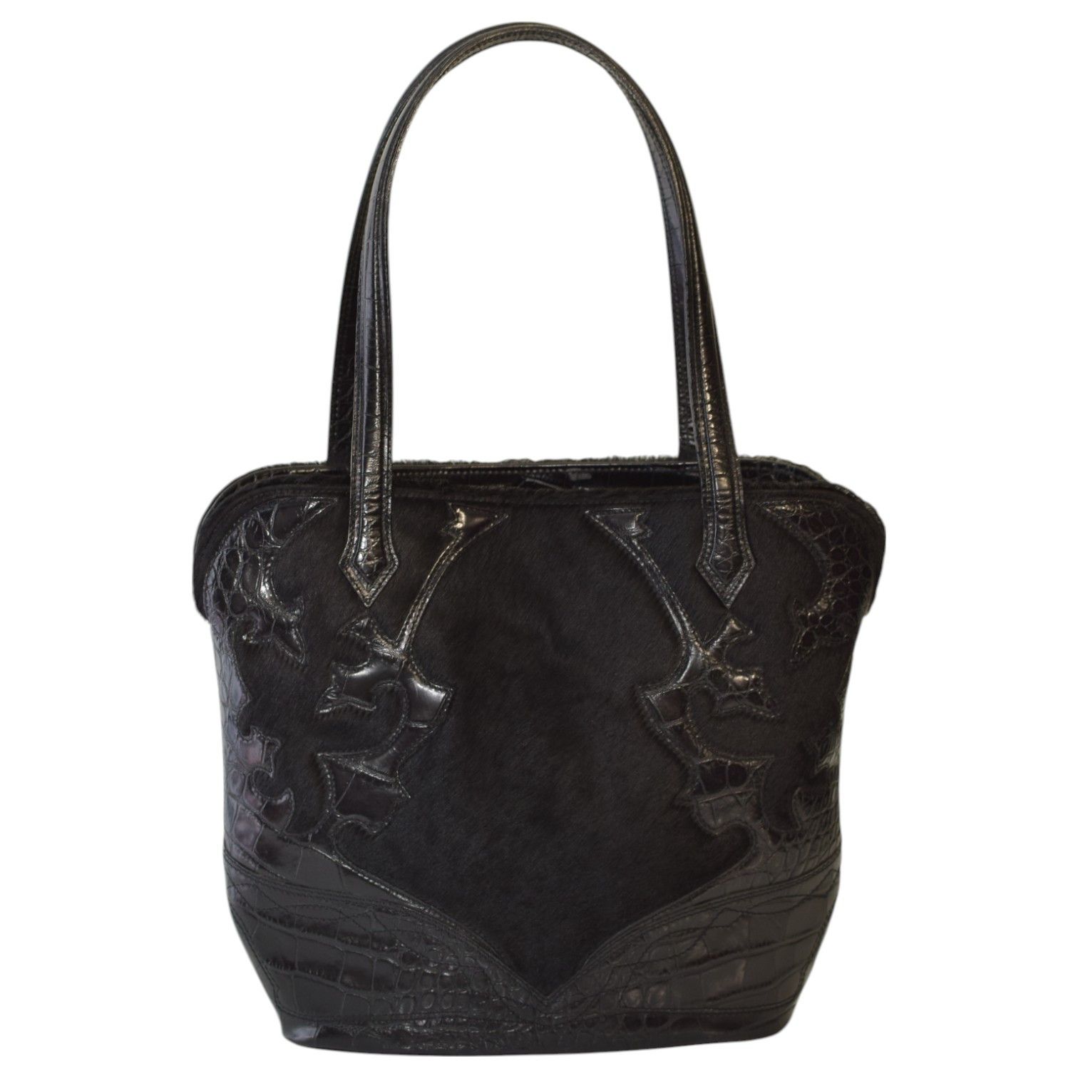 Etro ETRO Black Fur & Leather Tote Shoulder Bag Size ONE SIZE - 1 Thumbnail