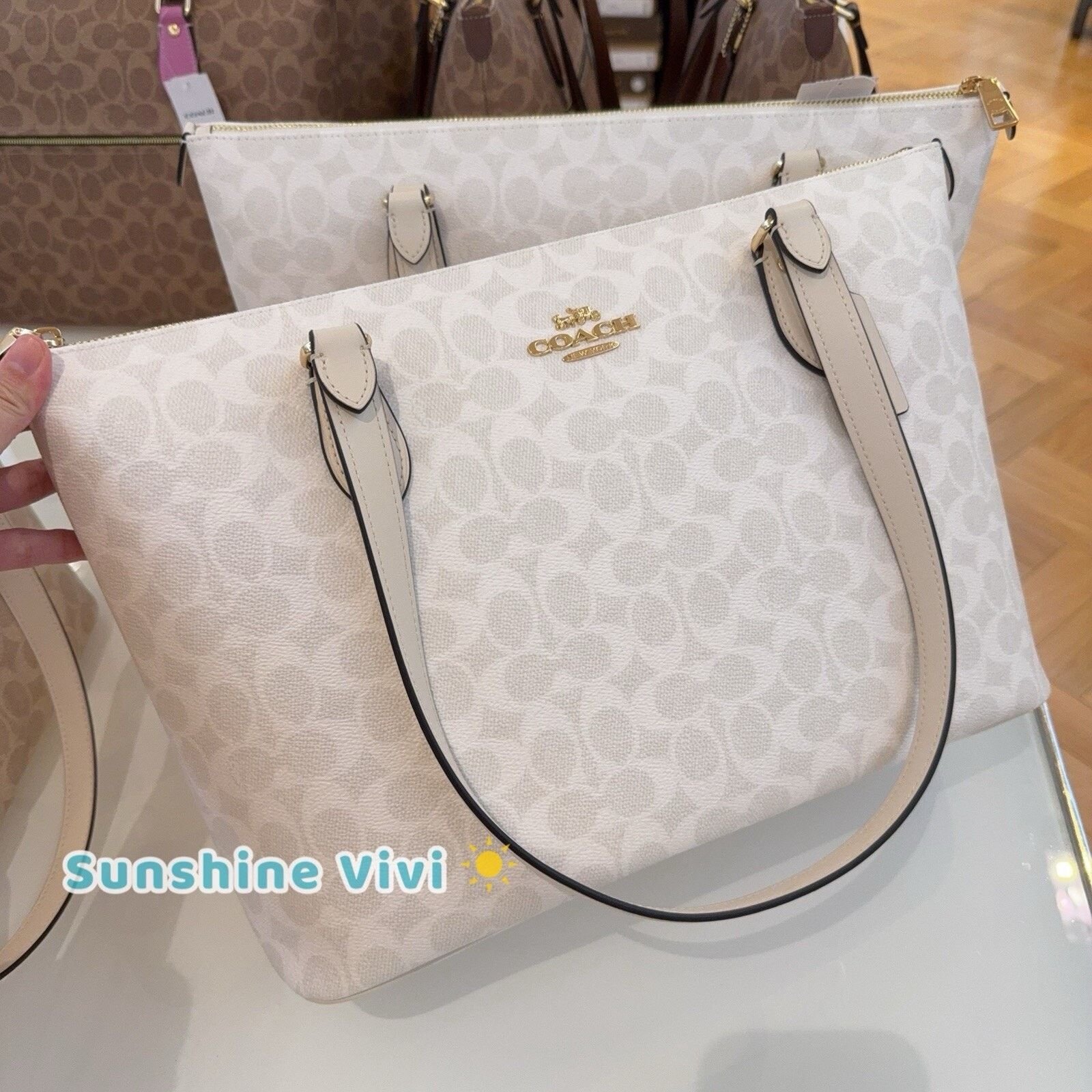 NWT COACH CW381 Gallery Tote Bag Signature White/Chalk