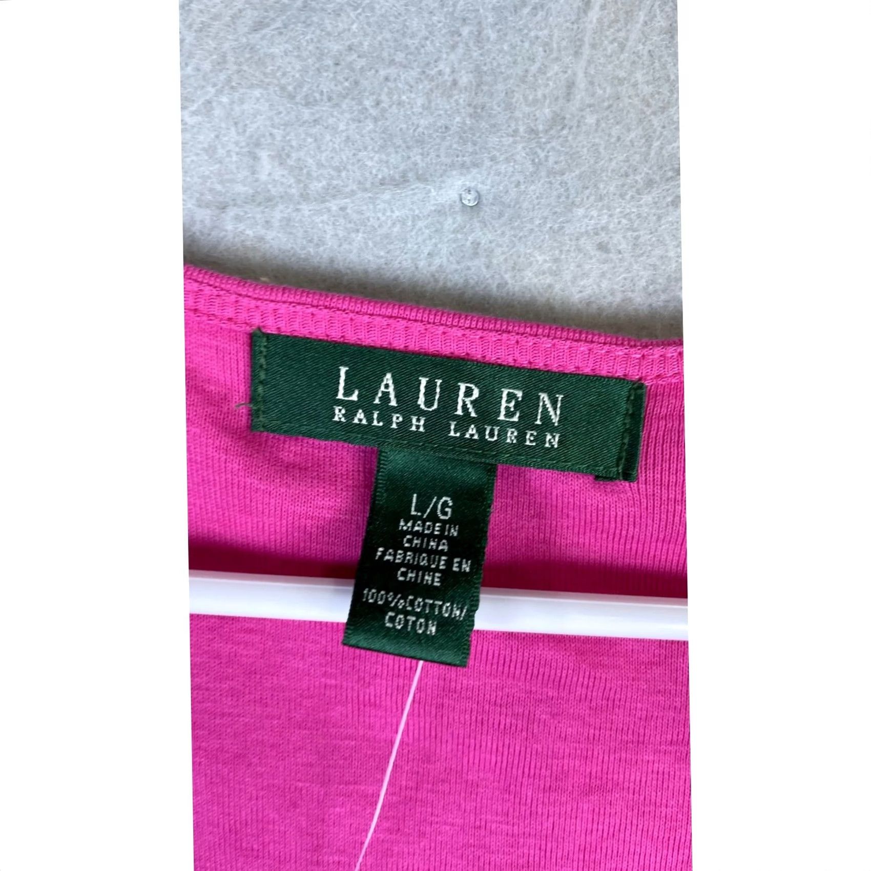 Ralph Lauren Lauren Ralph Lauren Pink V-Neck T-Shirt Womens L Short Sleeve Cotton Size L / US 10 / IT 46 - 6 Thumbnail