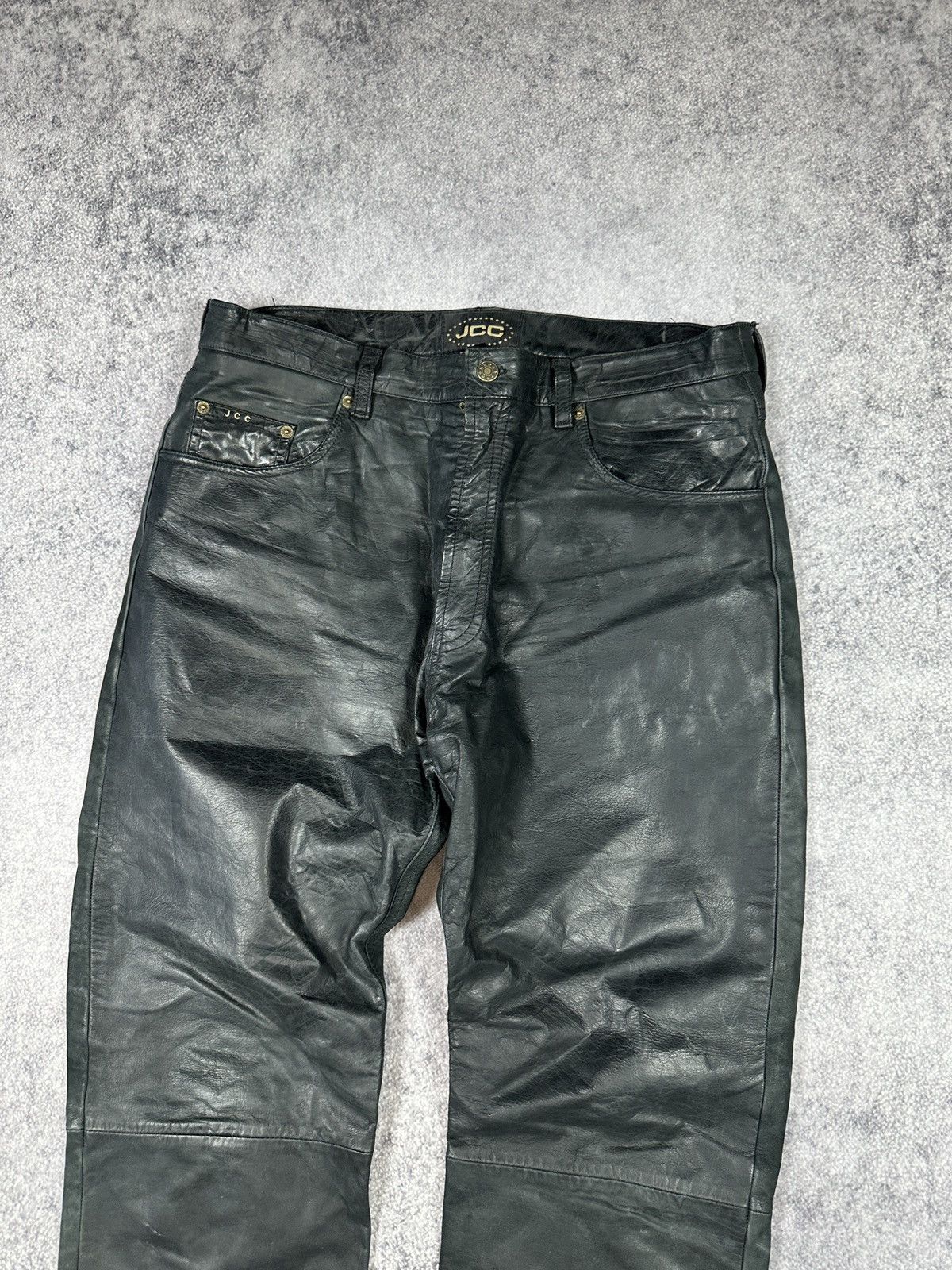 Leather Y2K Vintage Leather Pants Opium Style Alt Biker USA Rare XL Size US 35 - 3 Thumbnail