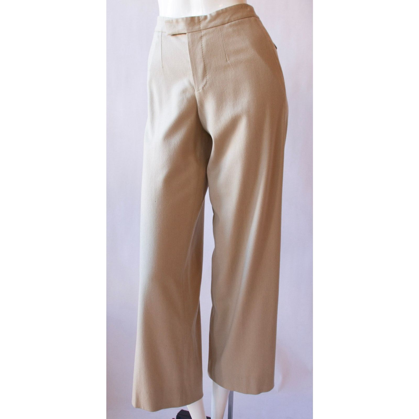 Gucci Vintage Gucci Wool Tan Wide Leg Culotte Trousers Size 30" / US 8 / IT 44 - 1 Thumbnail