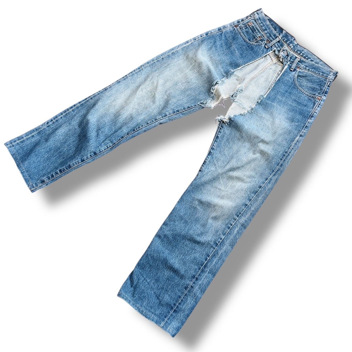 Levi's Vintage Levi's 502XX Big E Distressed Cut Selvedge Jeans J22 Size US 30 / EU 46 - 5 Thumbnail