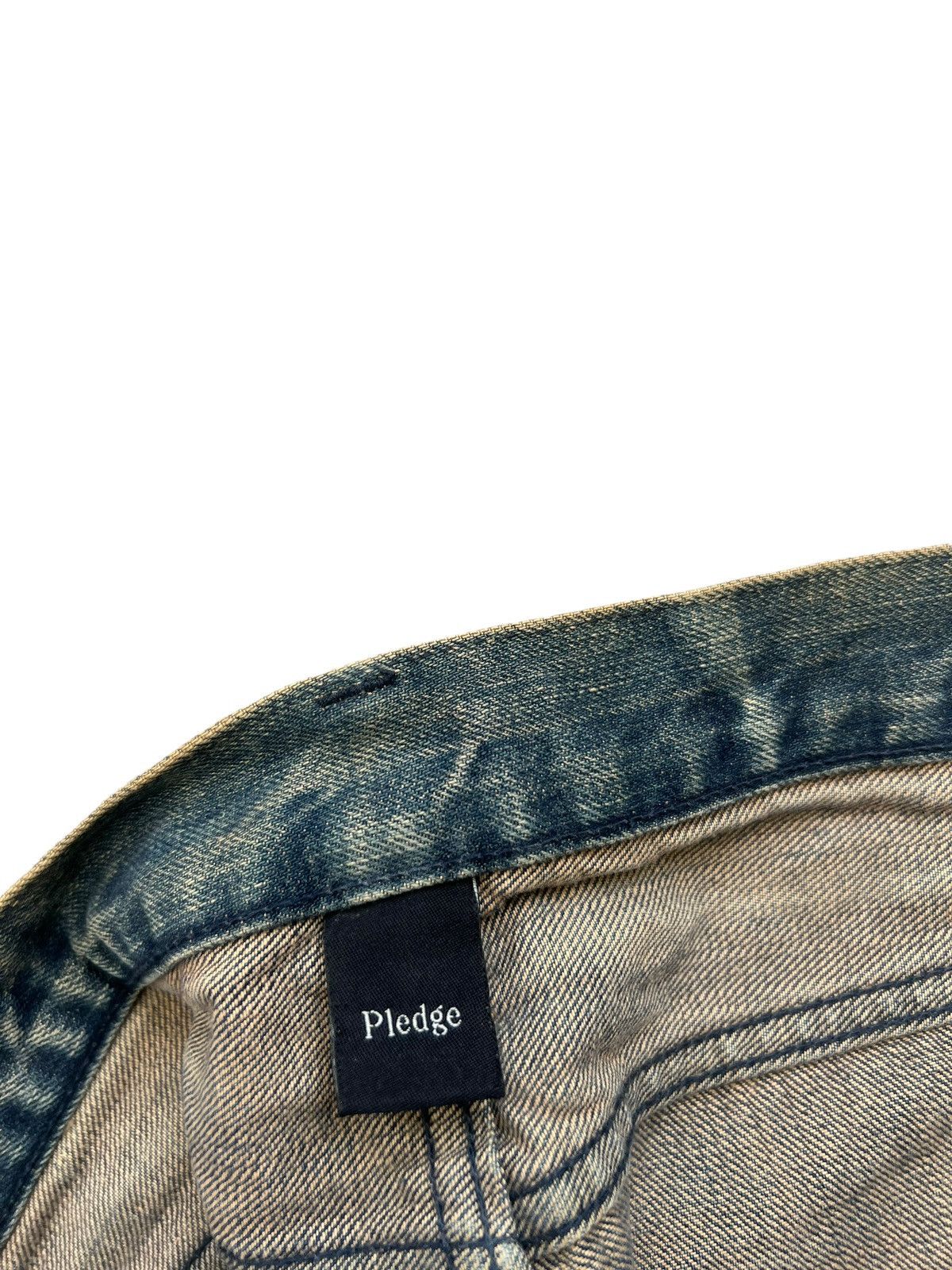 Japanese Brand Vintage Pledge Japan Distressed Muddy Denim Slim Jeans Size US 31 - 20 Thumbnail