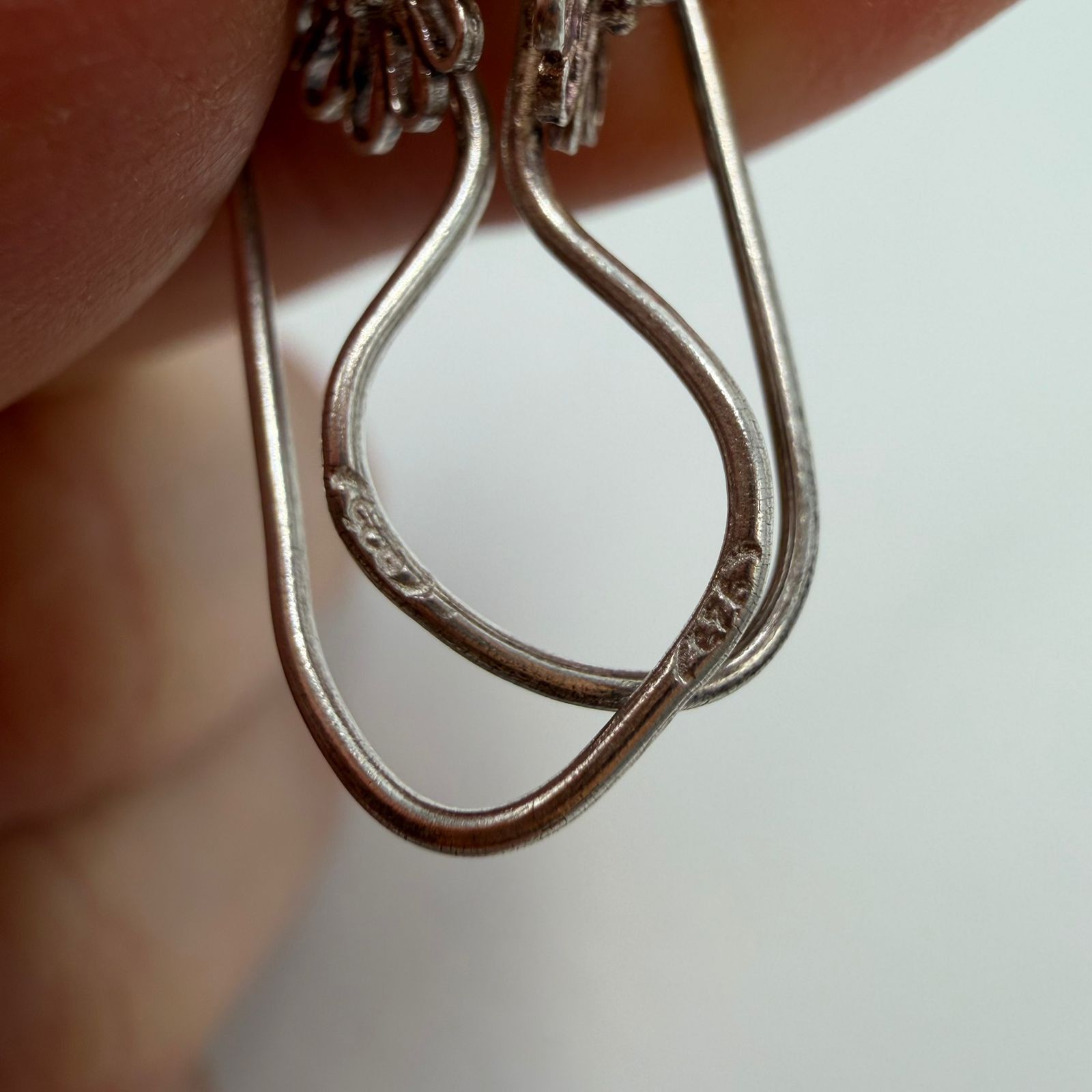 Sterling Silver Vintage 925 Sterling Silver Filigree Teardrop Earrings Size ONE SIZE - 8 Thumbnail