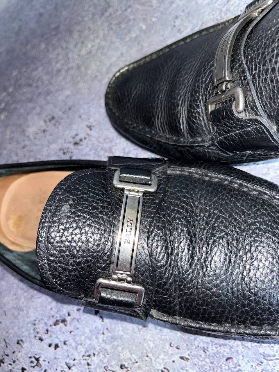 Bally Bally Grained Black Leather Silver Logo Loafers boots dress Size US 10 / EU 43 - 5 Thumbnail