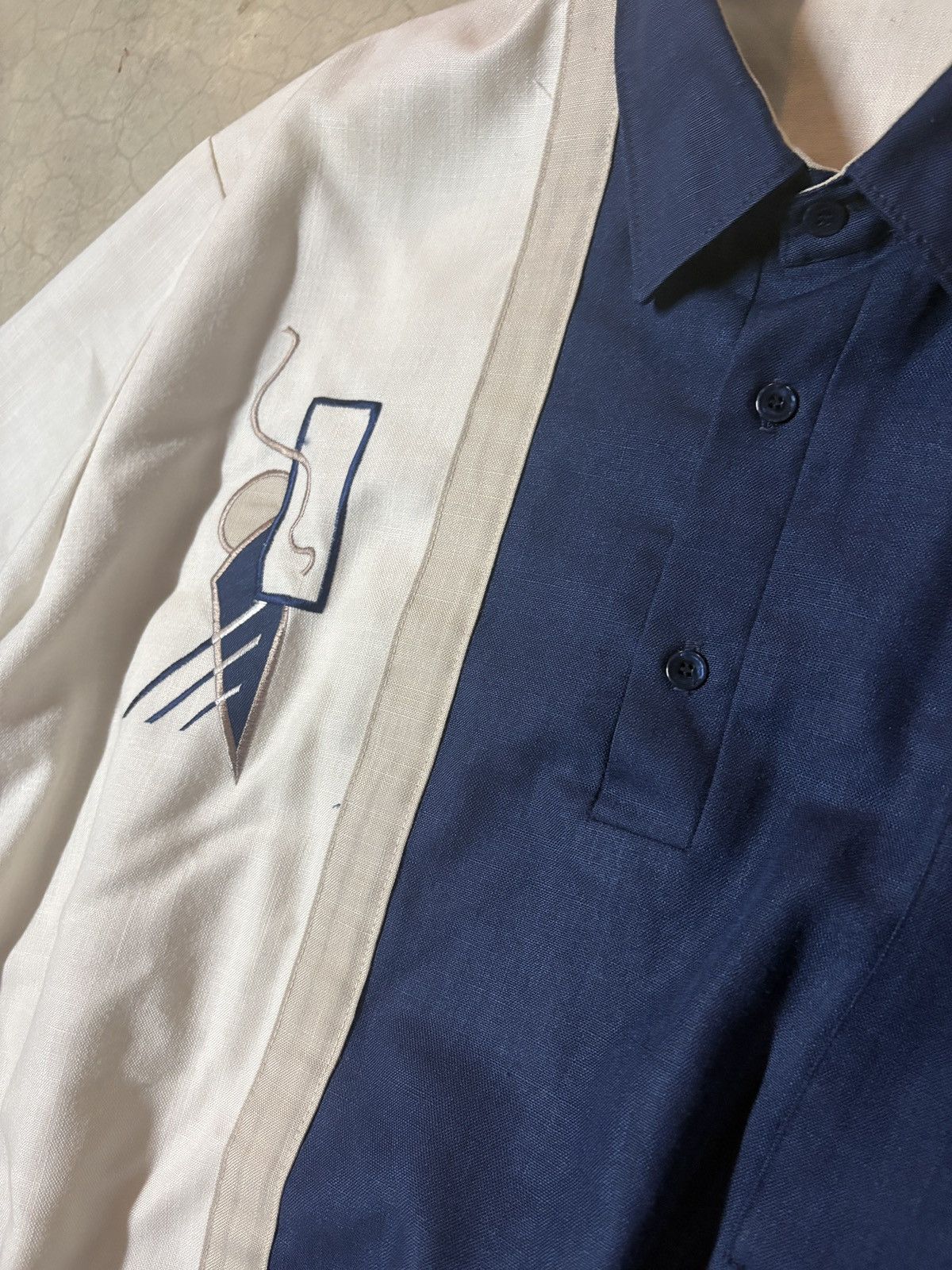 Other VTG 90s Alan Stuart Boxy Polo Shirt Made In USA Navy White Size US XL / EU 56 / 4 - 2 Thumbnail