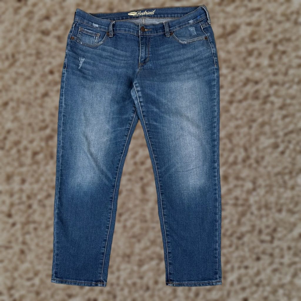 Old Navy Old Navy Jeans Womens 11 Blue Denim Boyfriend Distressed Low Rise Tapered 34x25 Size 32" / US 10 / IT 46 - 1 Thumbnail