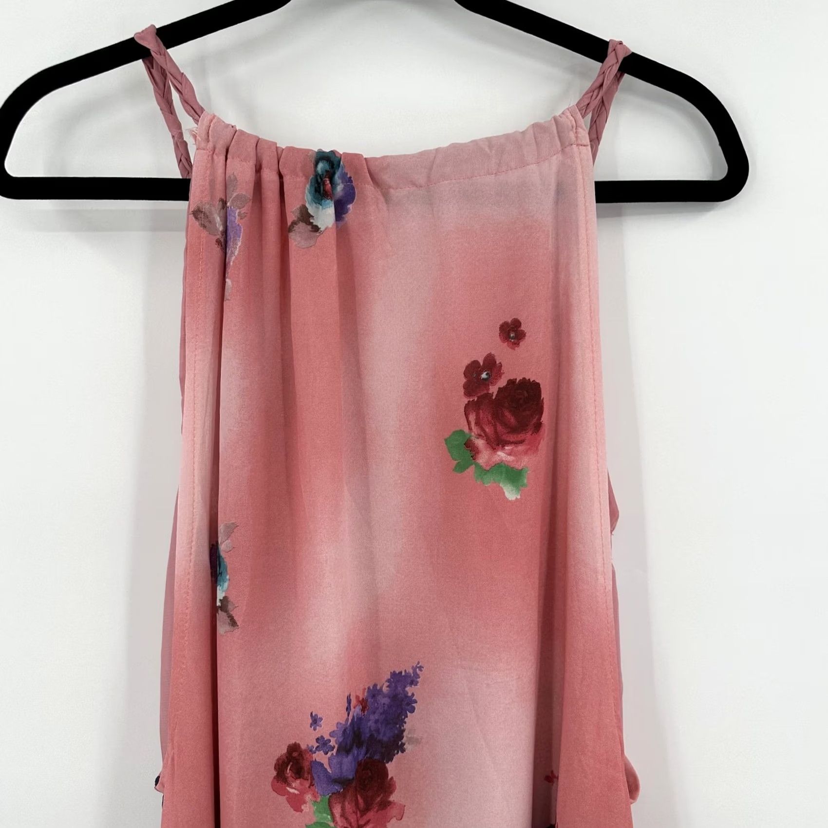 Vintage By Deep Los Angeles Floral Maxi Dress Womens M Pink Halter Braided Straps Size M / US 6-8 / IT 42-44 - 7 Thumbnail
