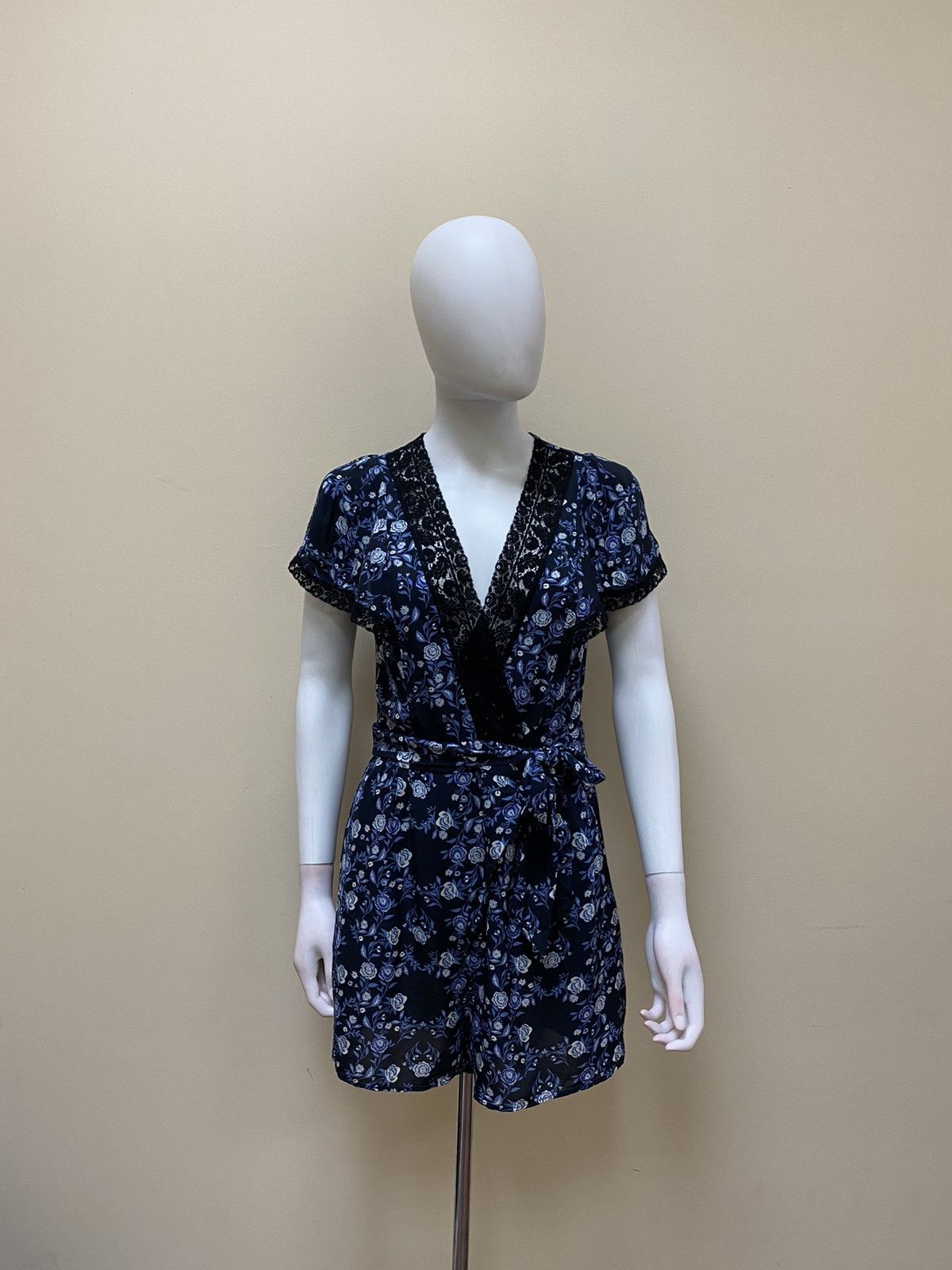 Sandro Sandro Womens Floral Blue Playsuit Size 36 Size XS / US 0-2 / IT 36-38 - 2 Thumbnail