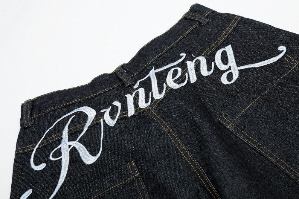 Vintage Men's patchwork raw edge workwear washed distressed jeans Size US 32 / EU 48 - 3 Thumbnail