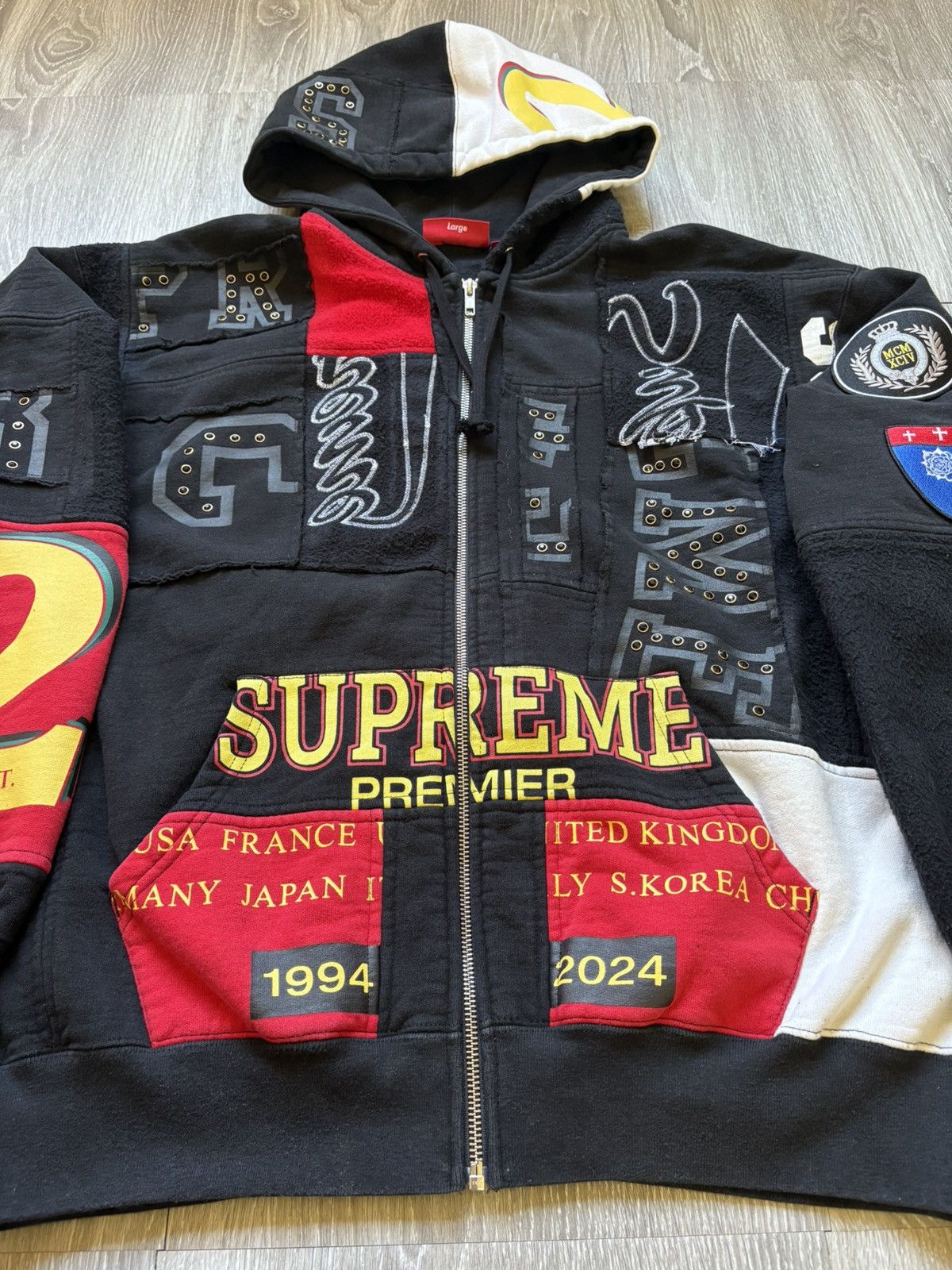 Supreme Supreme Patchwork Black Hoodie SS25 Size US L / EU 52-54 / 3 - 6 Thumbnail