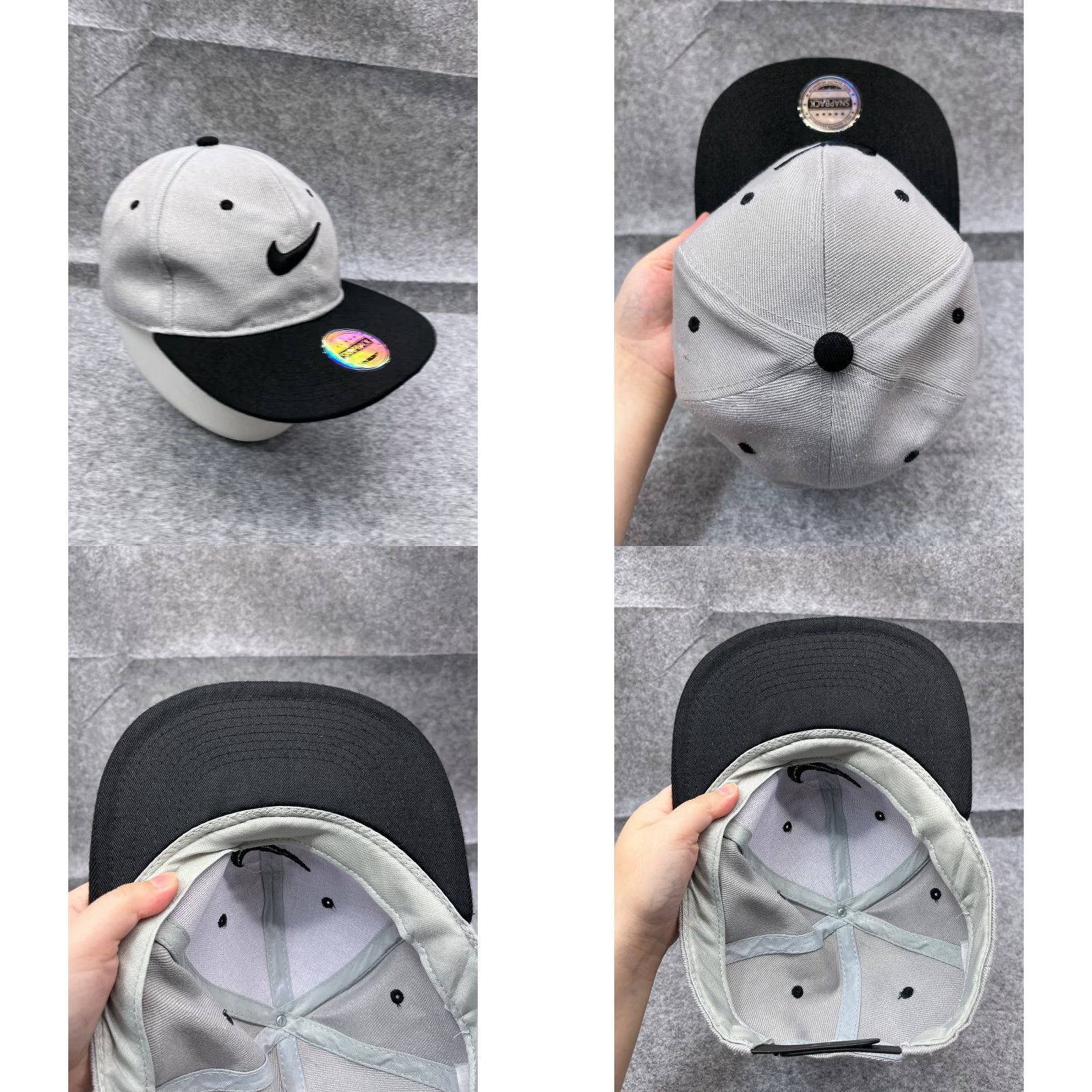 Nike Nike Hat Cap Snap Back Adult One Size Gray Black Cotton Polyester Twill Logo Outdoor Sports Adjustable Lightweight Casual Men Size ONE SIZE - 8 Thumbnail