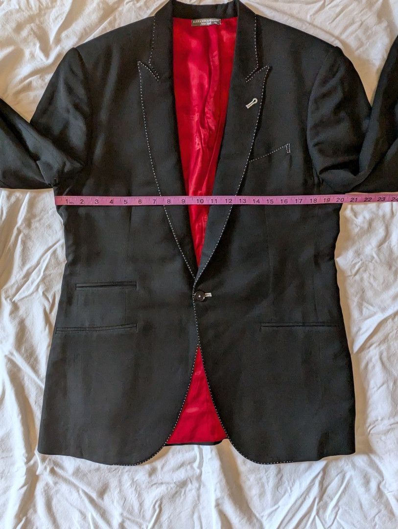 Other Black Alexander Nash peak lapel blazer with pick stitch, 42R Size 42R - 5 Thumbnail