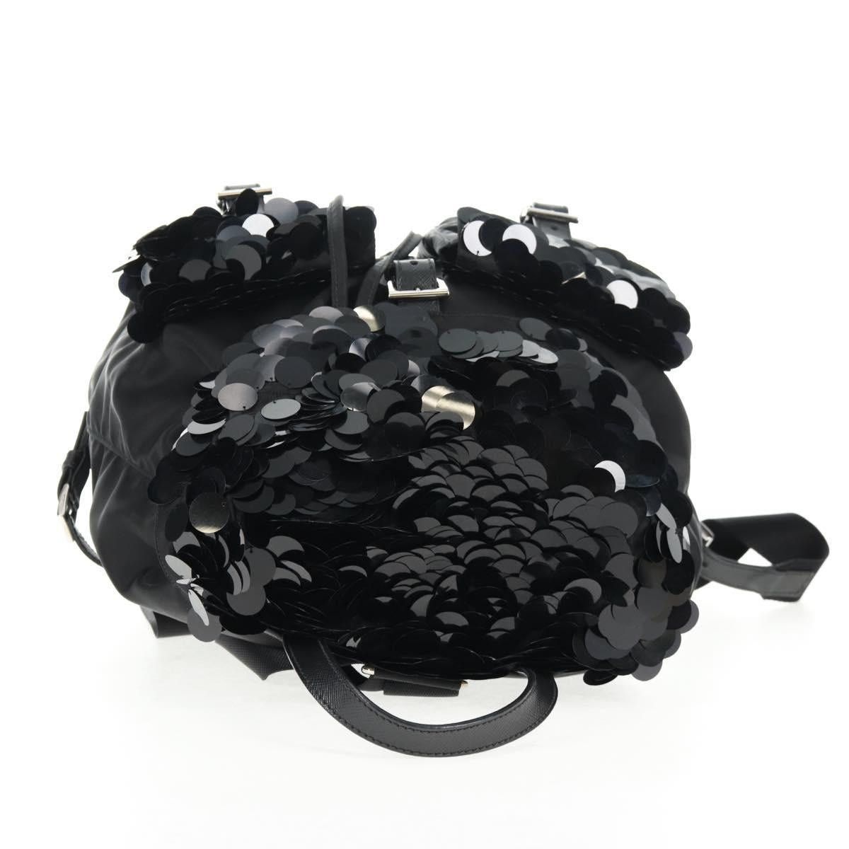 Prada PRADA Sequin Backpack Nylon Black Silver Size ONE SIZE - 7 Thumbnail
