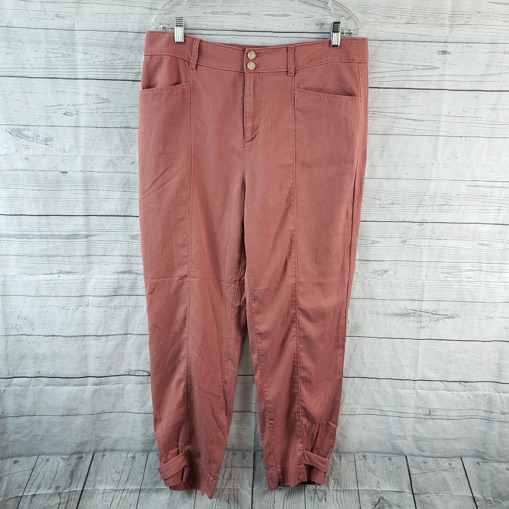 Ann Taylor Ann Taylor LOFT Womens Pants Sz 12 Red Cropped High Rise Lyocell Size 34" / US 12 / IT 48 - 2 Thumbnail