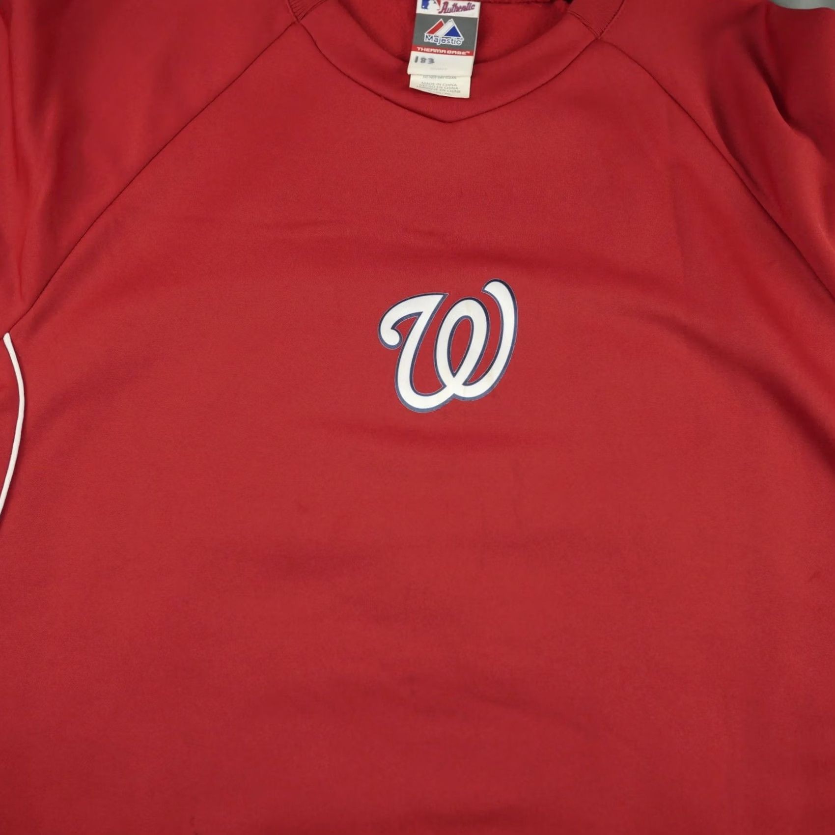 MLB VINTAGE? No. Washington Nationals Pullover Mens XL Red Majestic Therma Base MLB Baseball Sweater Size US XL / EU 56 / 4 - 3 Thumbnail