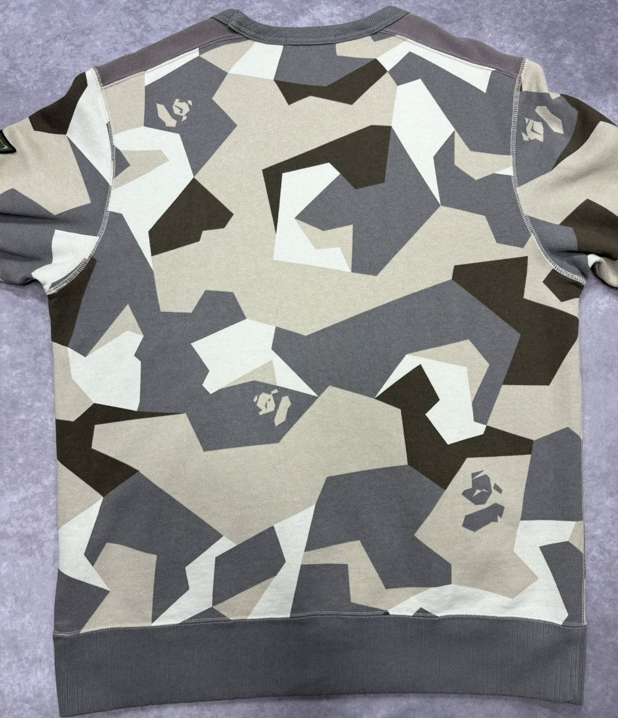 Bape BAPE Splinter Camo Patched Wide Crewneck Beige Size US L / EU 52-54 / 3 - 6 Thumbnail