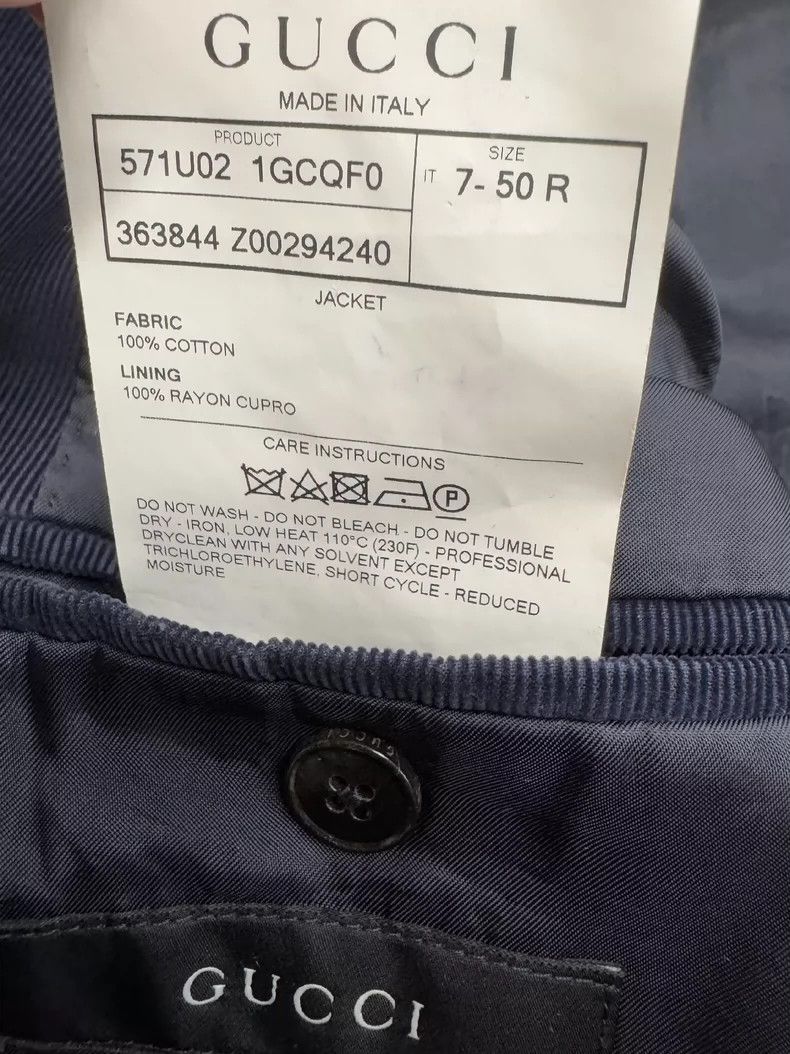 Gucci Gucci Blue logo badge embroidered long-sleeved suit 2502-Ne Size 50R - 5 Thumbnail