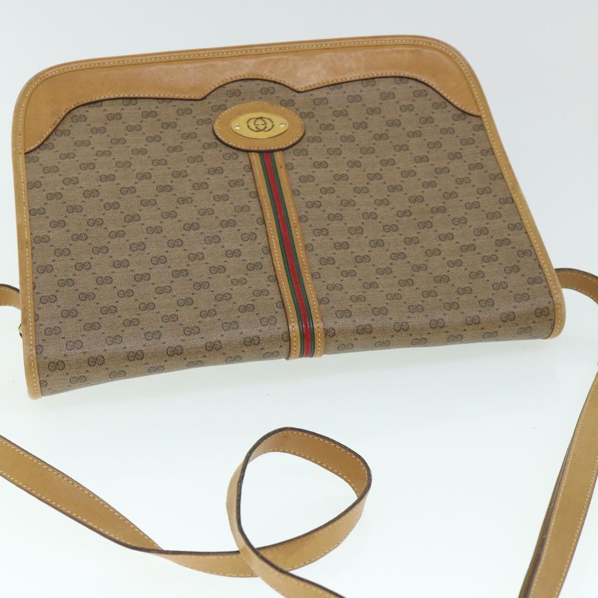 Gucci GUCCI Micro GG Canvas Web Sherry Line Shoulder Bag Beige Size ONE SIZE - 6 Thumbnail