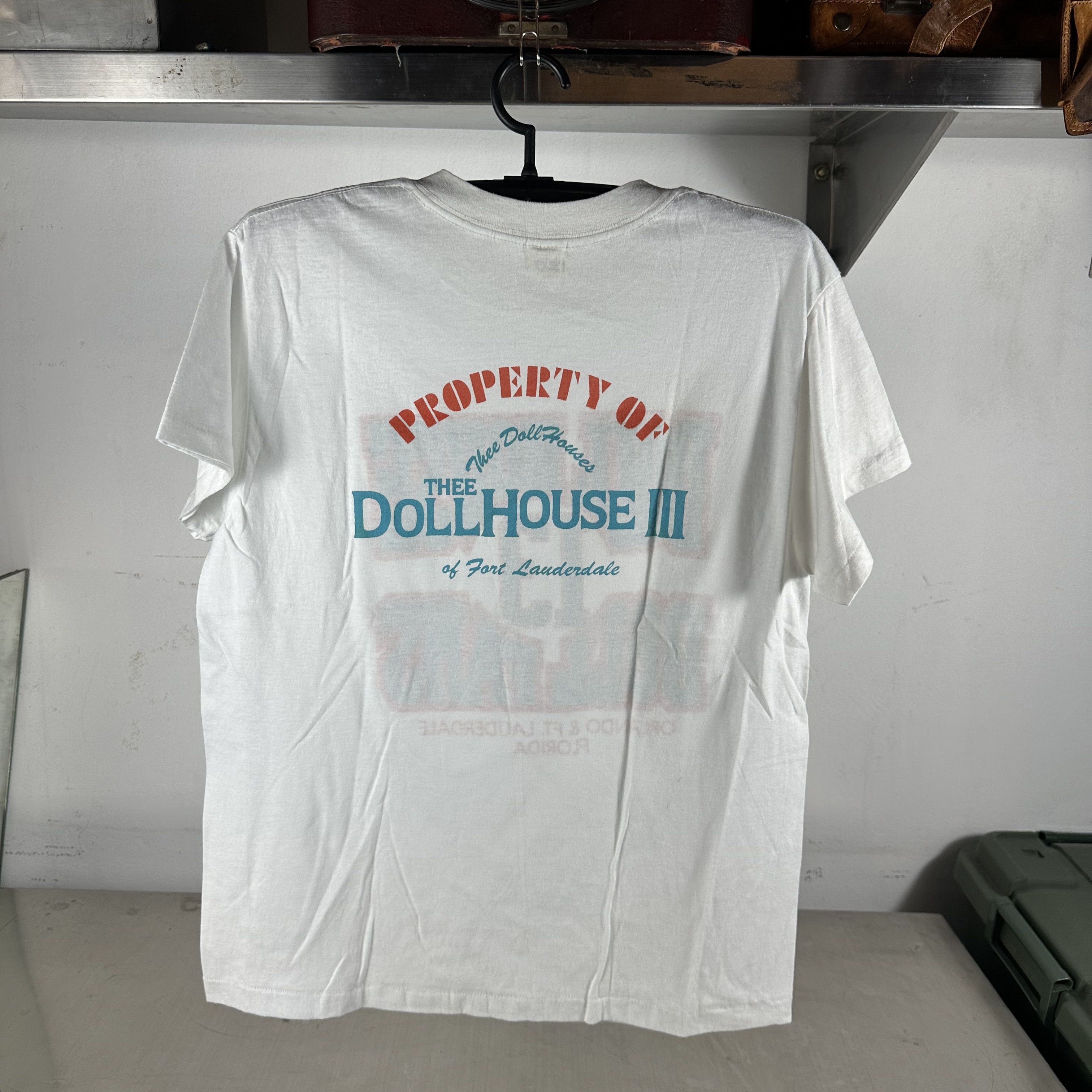 Vintage 80s Thee Dollhouse Doll Fans Strip Club Cabaret T-Shirt Size US XL / EU 56 / 4 - 3 Thumbnail