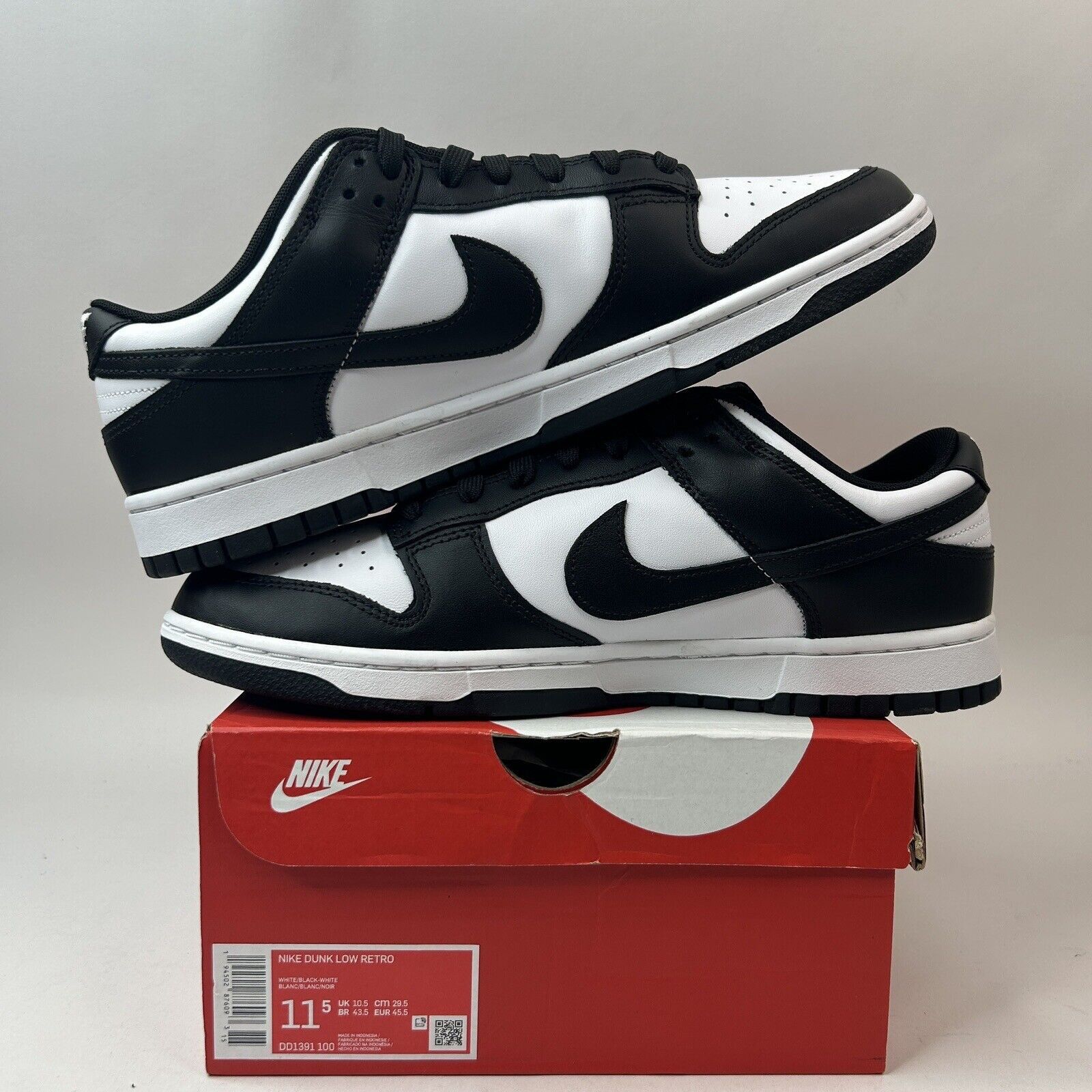 Nike Nike Dunk Low Retro “Black White/Panda” 2023 Size US 11.5 / EU 44-45 - 3 Thumbnail