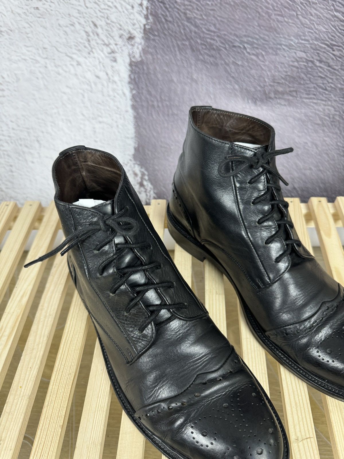 Other Hundred 100 black leather brogue oxford casual boots shoes Size US 12 / EU 45 - 6 Thumbnail
