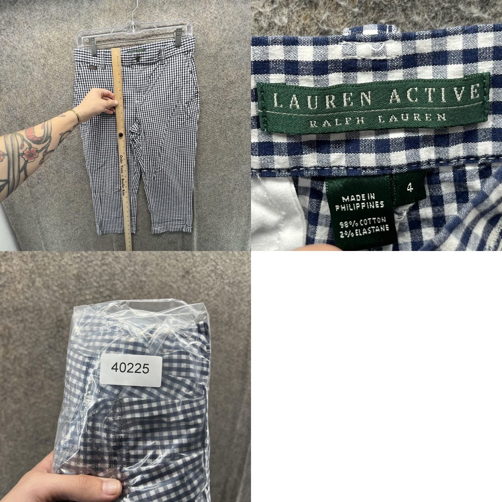 Ralph Lauren Lauren Active Ralph Lauren Pants Womens 4 Capri Blue Check Stretch Casual Size 27" / US 4 / IT 40 - 8 Thumbnail