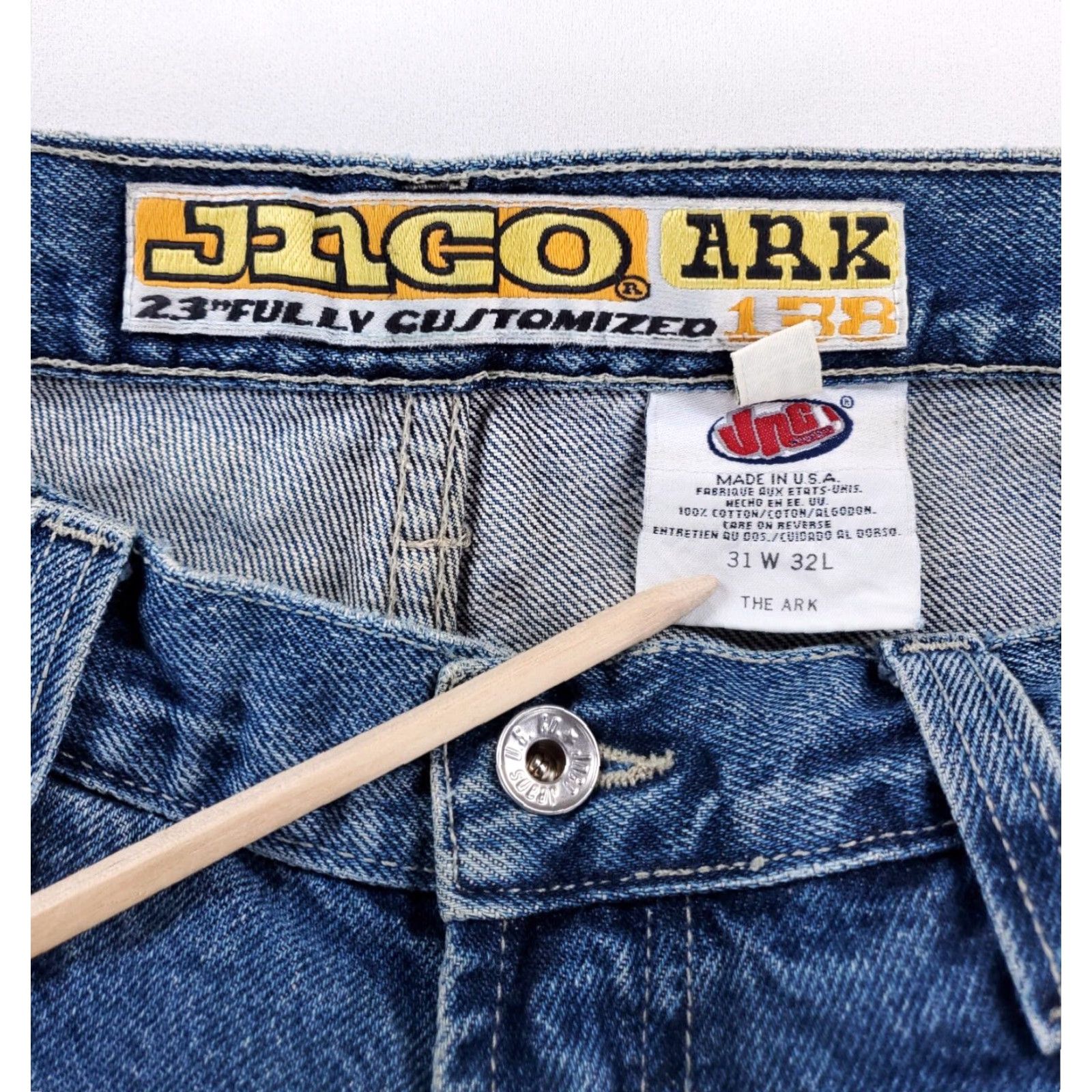 JNCO JNCO VTG 90s Ark Made in USA Baggy Skater Jeans Mens 31 Inseam 28.5 Blue Wide-Leg N/A? Size US 31 - 5 Thumbnail