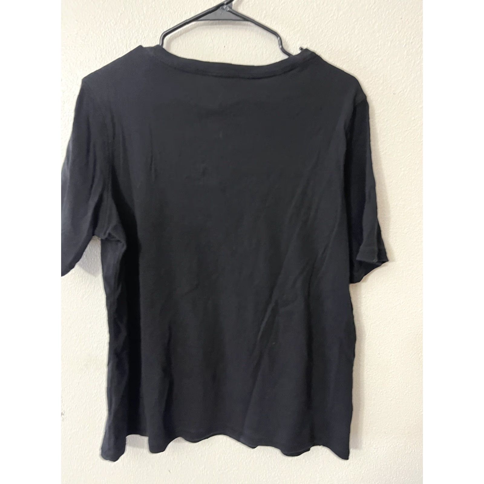 Jones New York Jones New York Signature T-Shirt Women's Short Sleeve V-Neck 1X Black 100% Cotton Plus Size Womens Size XL / US 12-14 / IT 48-50 - 3 Thumbnail