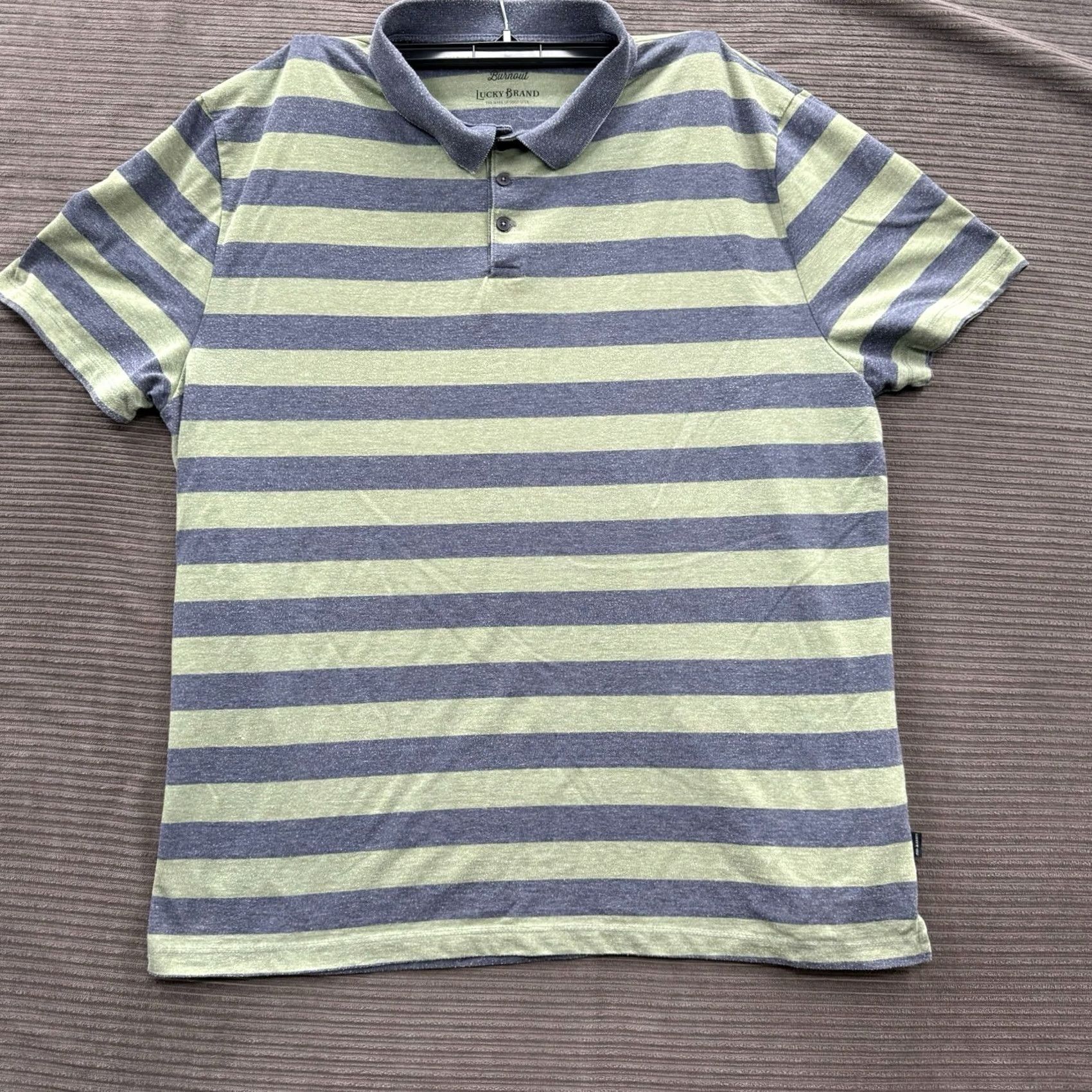 Lucky Brand Lucky Brand Polo Shirt Men 2XL Striped Golf Casual Breathable Cotton Polyester Shirt Length 30 in Multicolor Green White Black Navy Mens Size US XXL / EU 58 / 5 - 2 Thumbnail