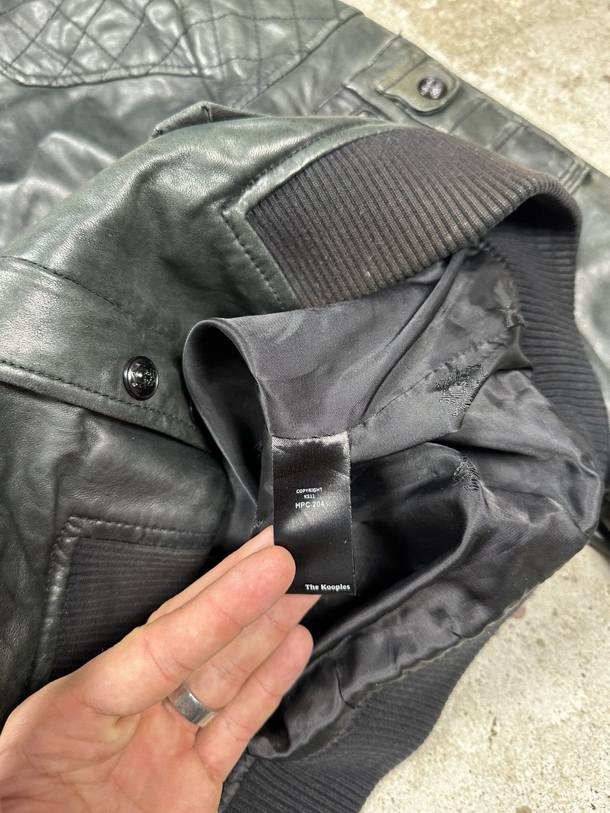Genuine Leather × The Kooples The Kooples Khaki Biker Lamb Leather Jacket Size US L / EU 52-54 / 3 - 11 Thumbnail