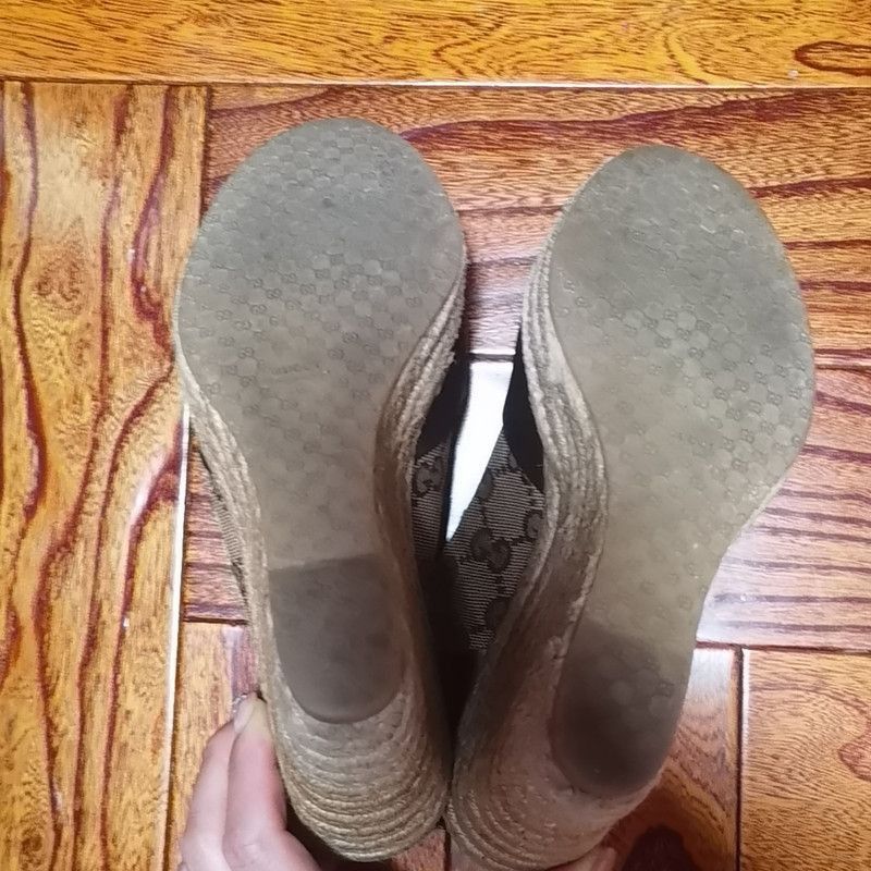 Gucci Gucci Black Wedge Heel Sandals -2508 Size US 6.5 / EU 39-40 - 4 Thumbnail