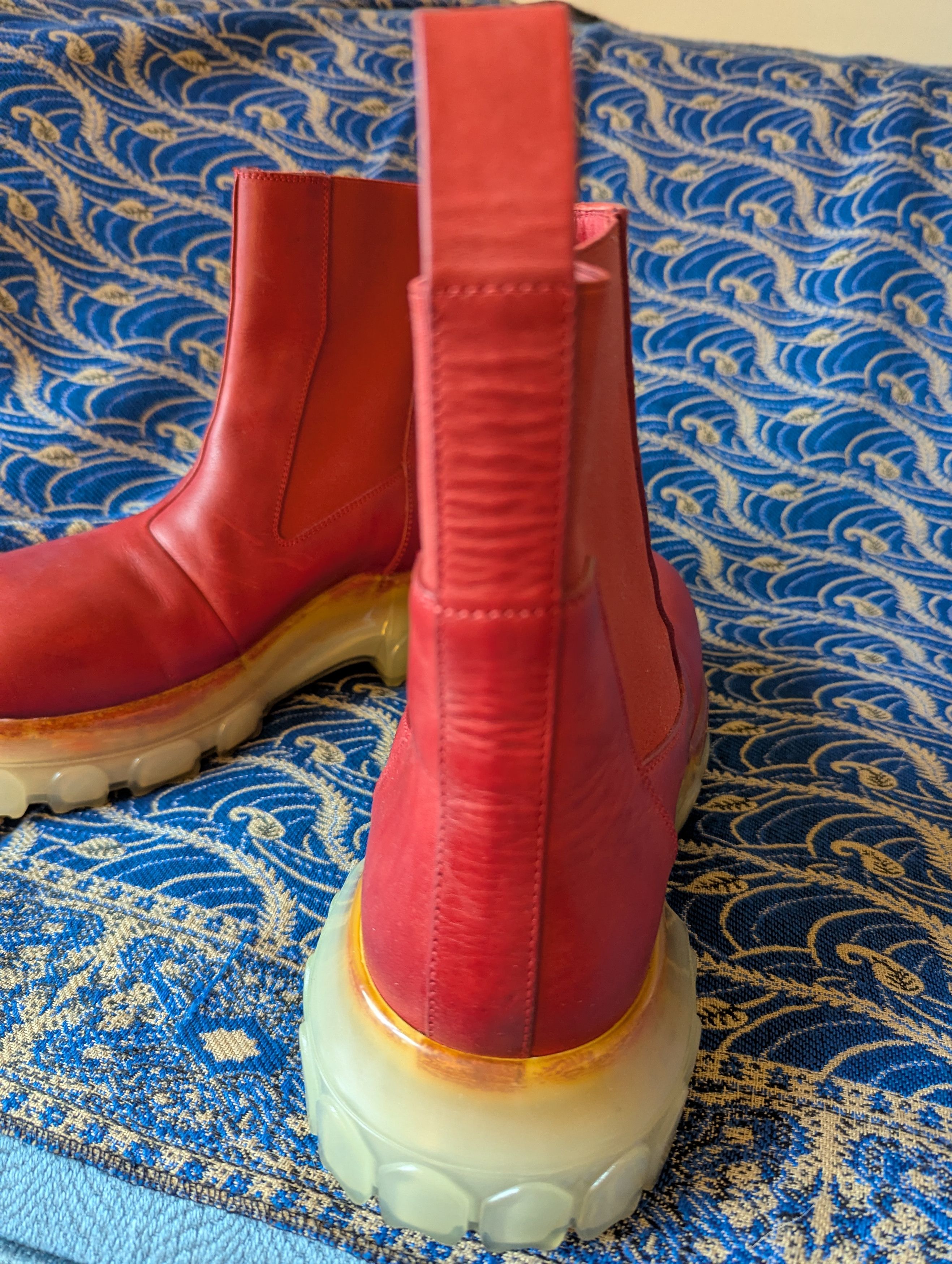 Rick Owens NWOB Red Bozo Tractor Boots w Transparent Sole color "Blood" Size US 6 / EU 39 - 6 Thumbnail