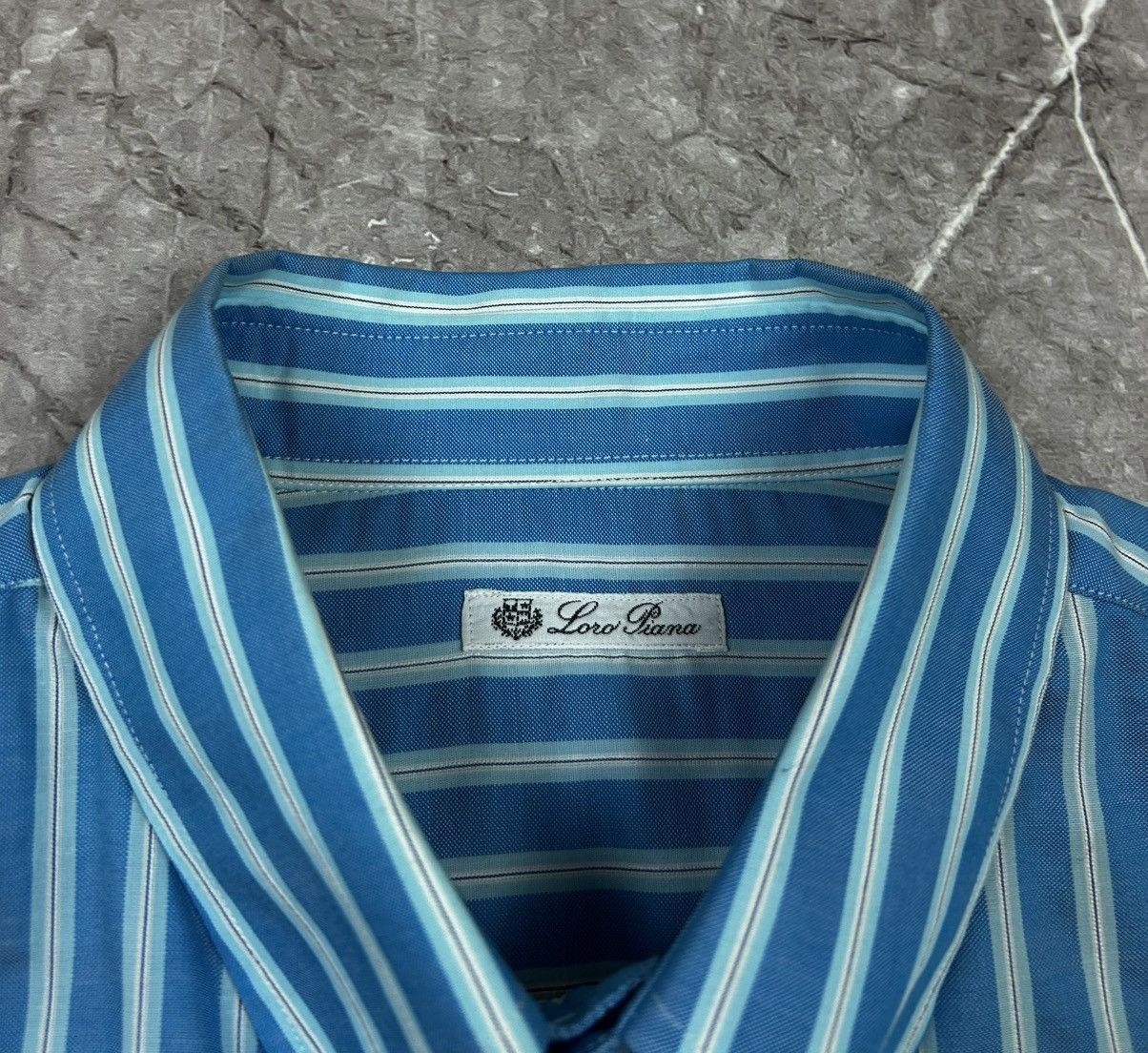 Loro Piana Loro Piana Shirt Button Up White Blue Stripped Cotton Formal Size US L / EU 52-54 / 3 - 6 Thumbnail