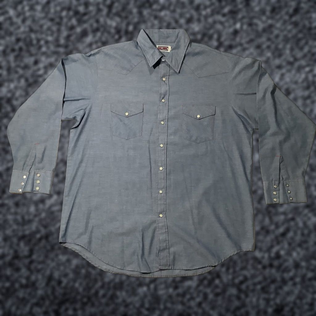 Vintage VINTAGE Big Mac Shirt 2XL Western Chambray Cowboy Long Sleeve Snap Button-Up Collared Blue 70s Retro Work Mens Size US XXL / EU 58 / 5 - 1 Thumbnail